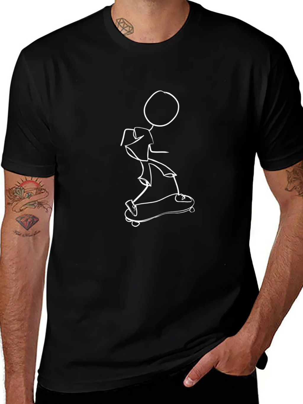 Skateboard Stick Figure Graphic Tee