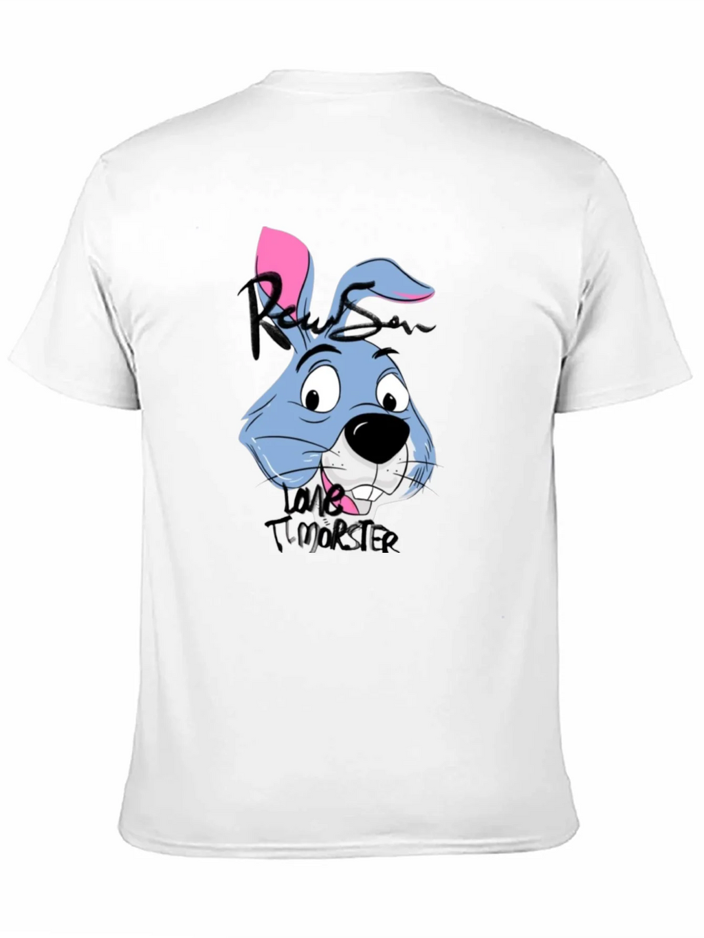 Cartoon Rabbit Graphic Tee - Black