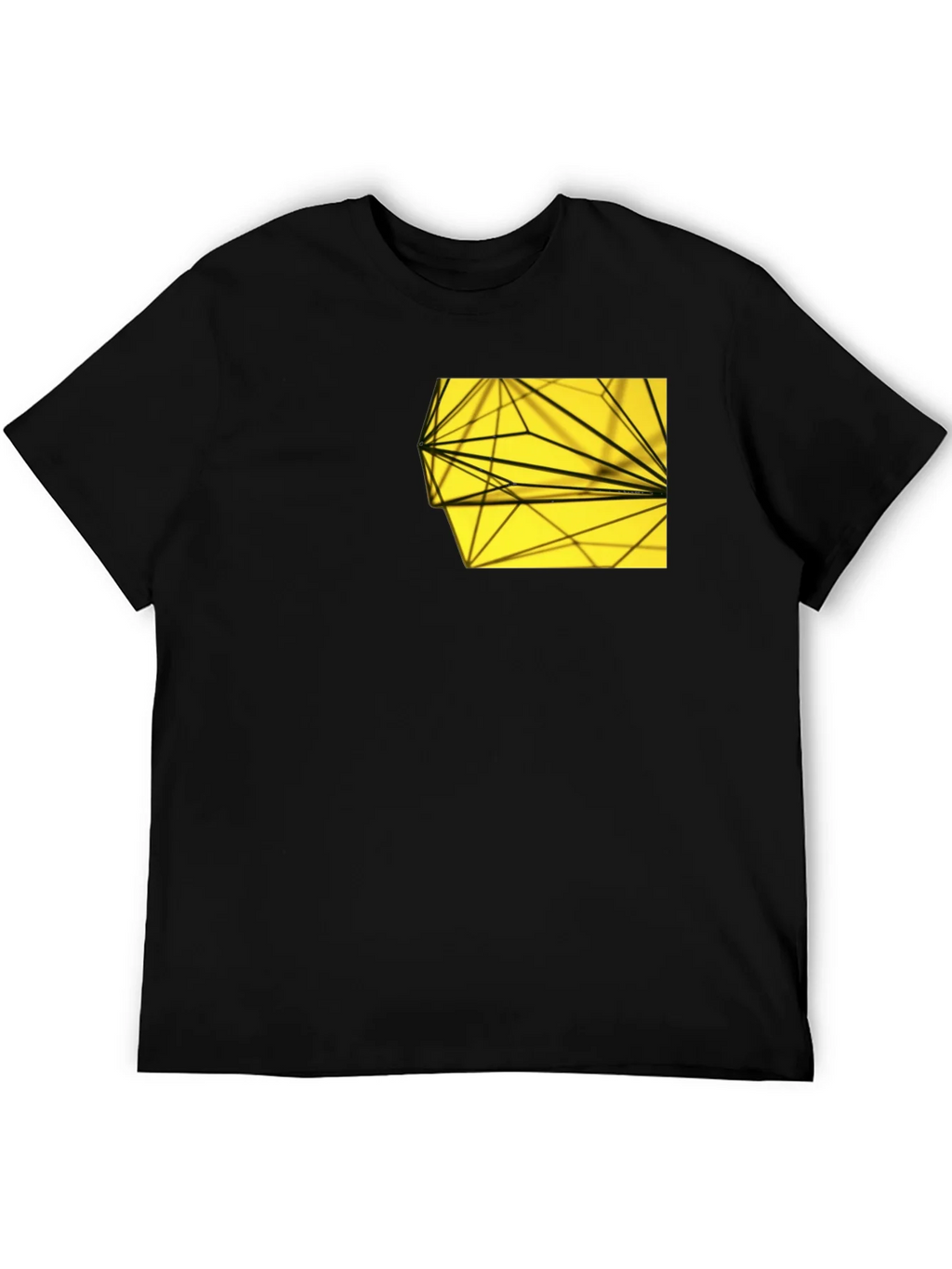 Modern Graphic Tee: Black with Geometric Pocket Design