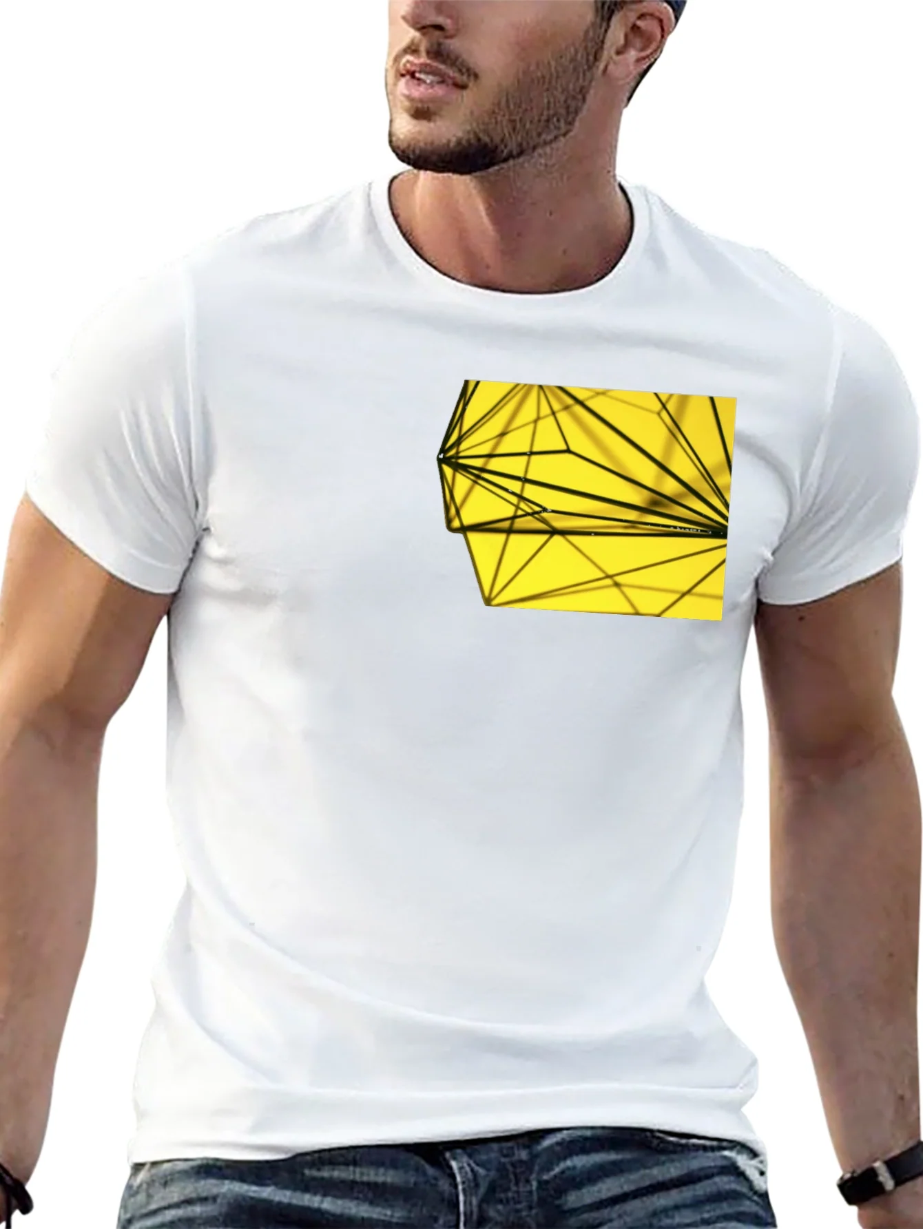 Modern Graphic Tee: Black with Geometric Pocket Design