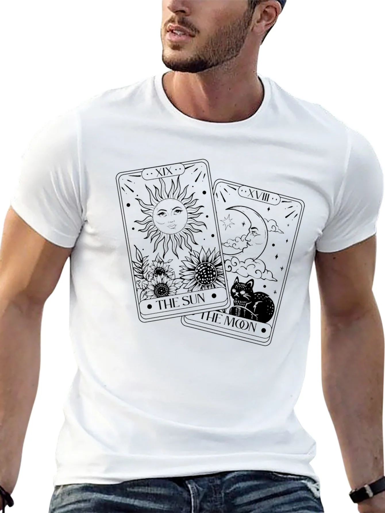 Sun and Moon Tarot Card Graphic T-Shirt