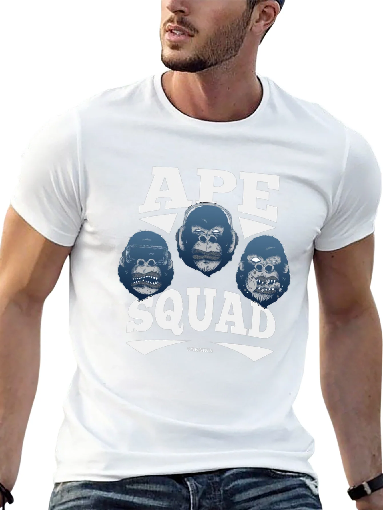 Ape Squad Graphic T-Shirt - Black Crew Neck Tee