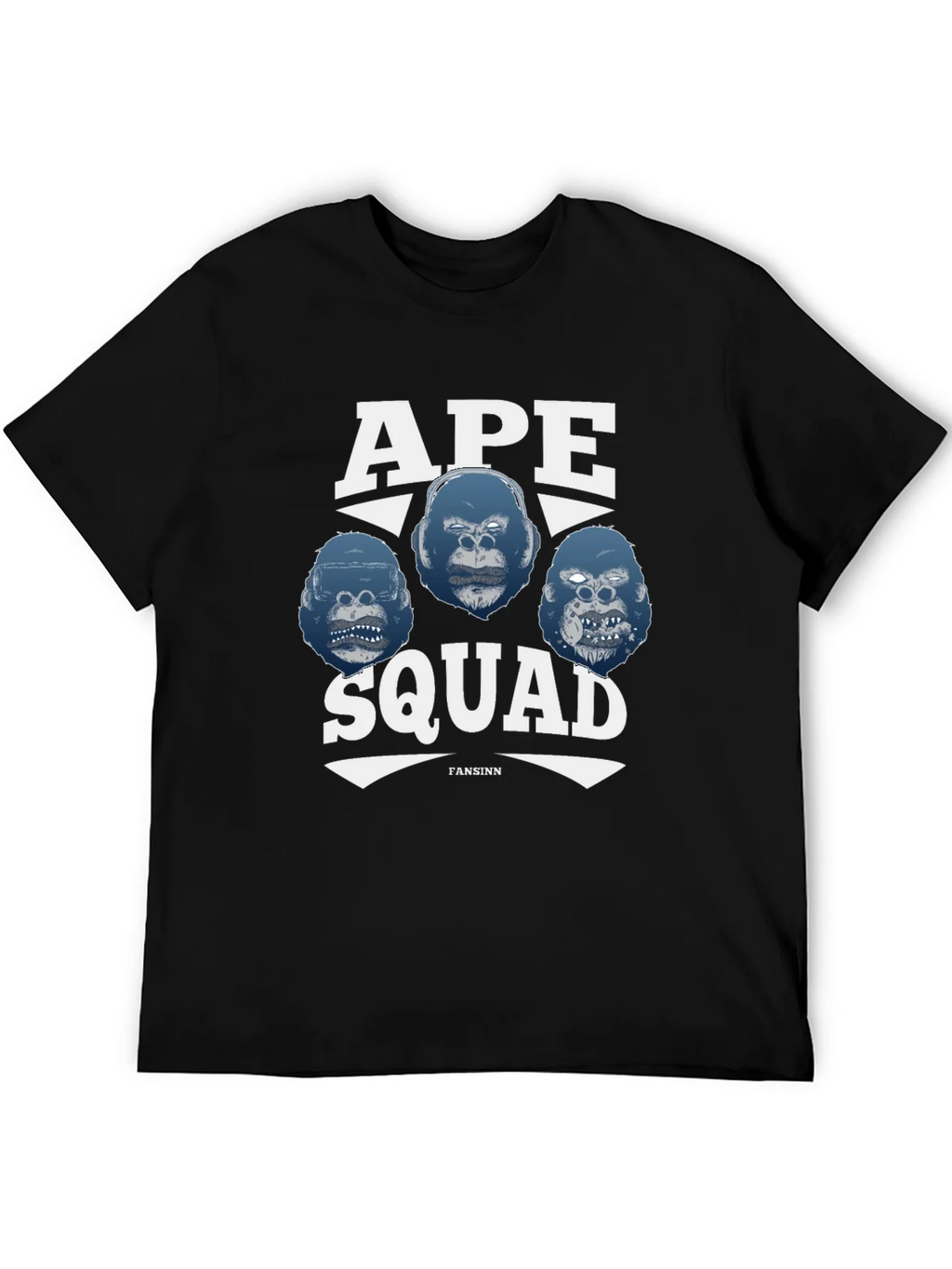 Ape Squad Graphic T-Shirt - Black Crew Neck Tee