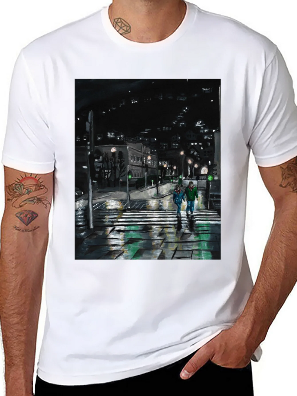 Night City Crossing Graphic Tee - Black