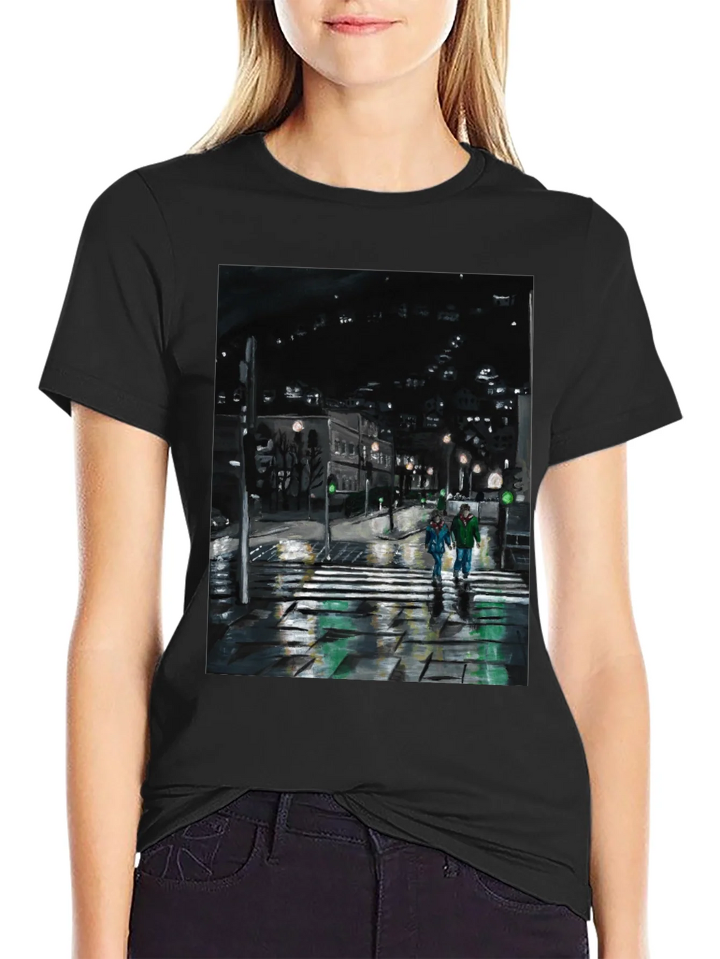 Night City Crossing Graphic Tee - Black