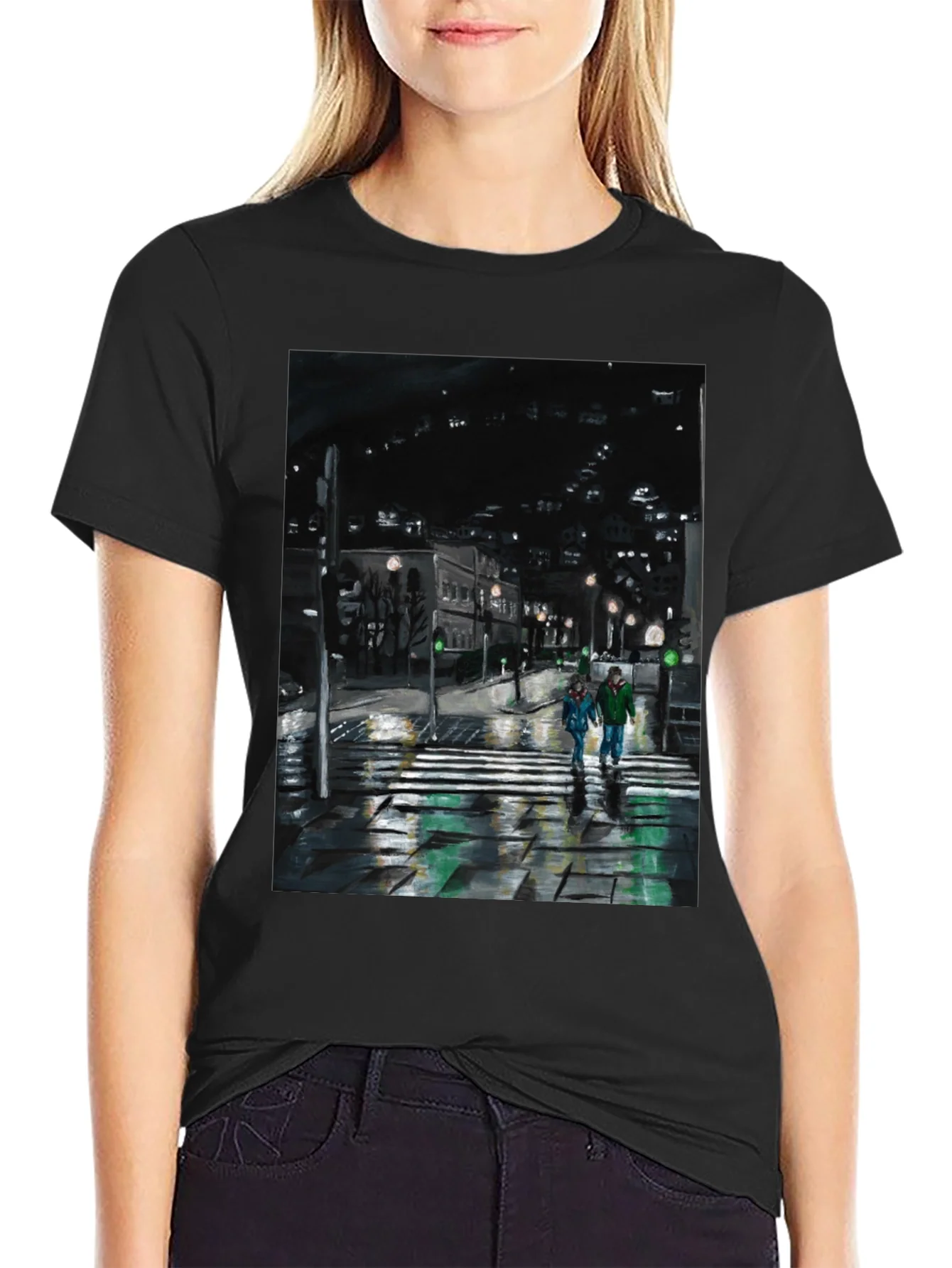 Night City Crossing Graphic Tee - Black