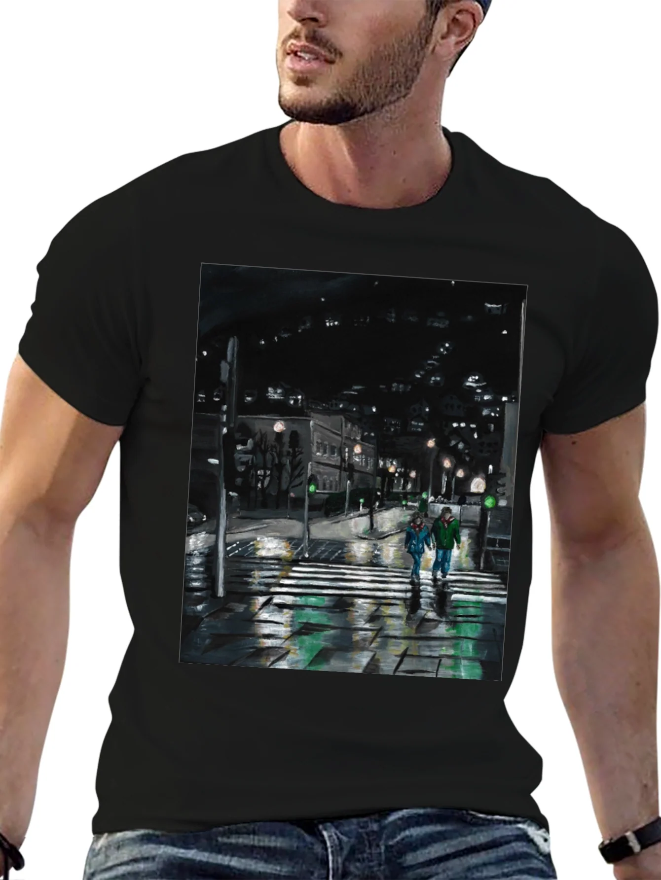 Night City Crossing Graphic Tee - Black