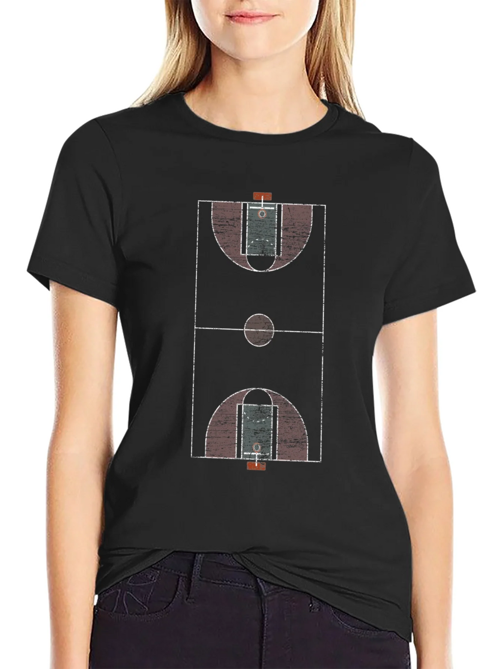 Basketball Court Graphic Tee - Black
