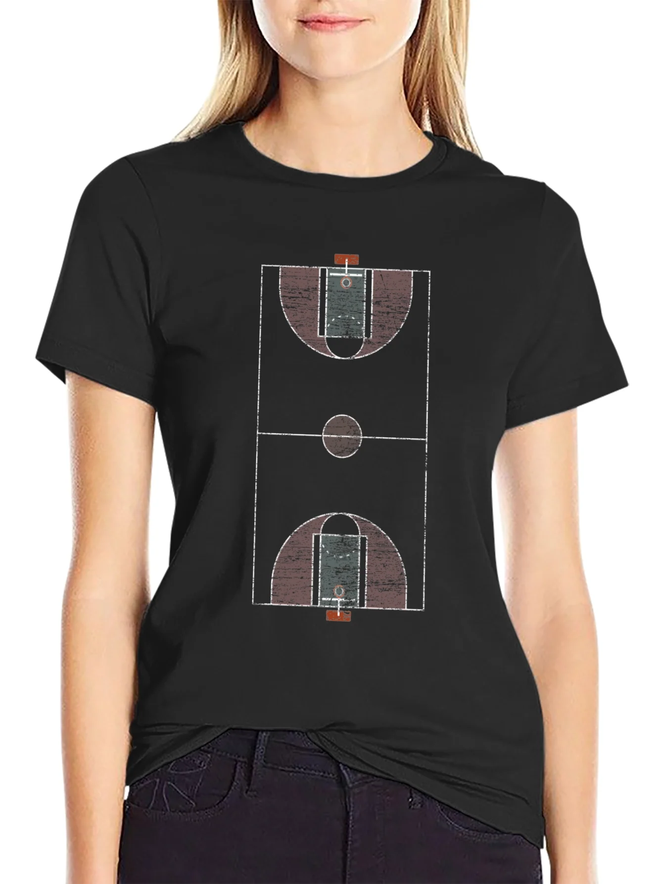 Basketball Court Graphic Tee - Black