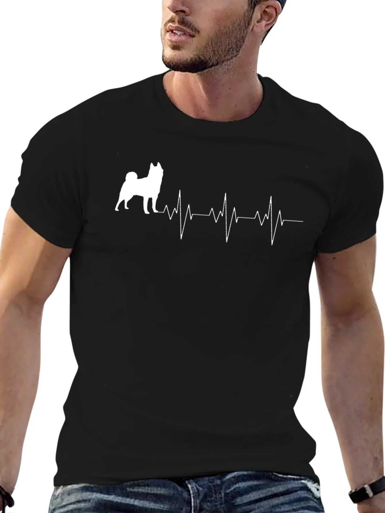 Dog Heartbeat T-Shirt - Unisex Black Tee