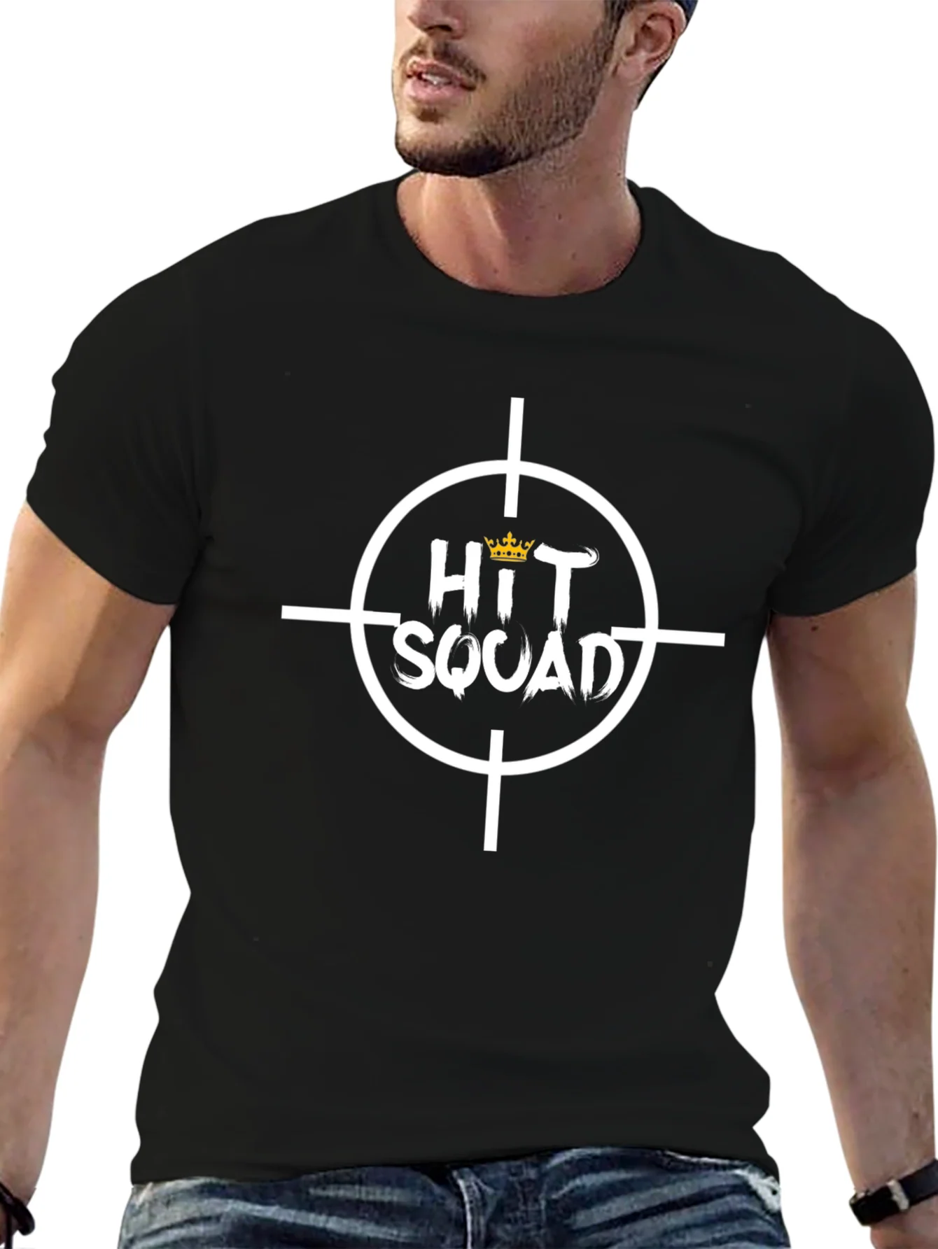 Hit Squad Graphic Tee - Black Cotton T-Shirt