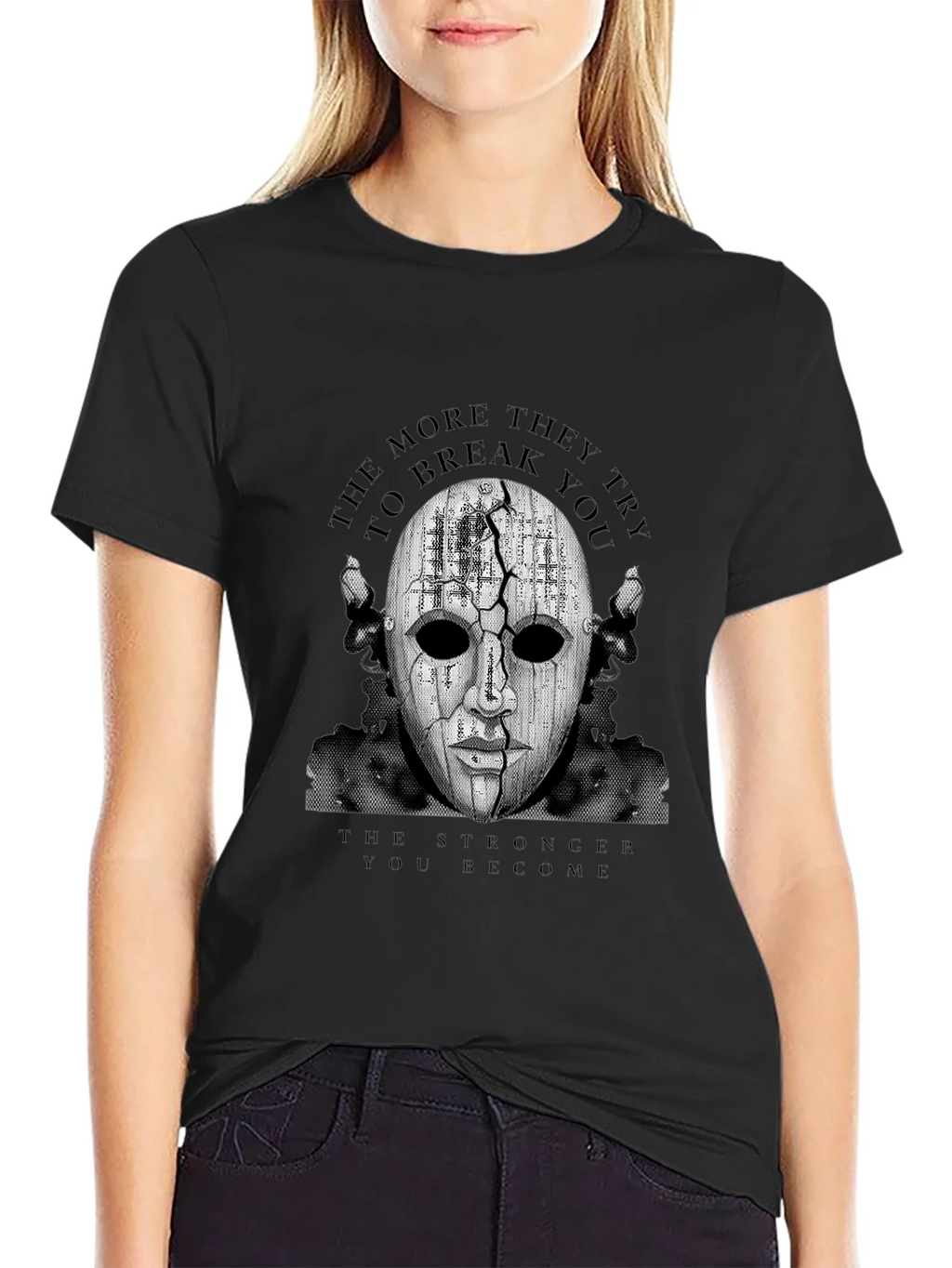 Mask Graphic Black T-Shirt - Motivational Design