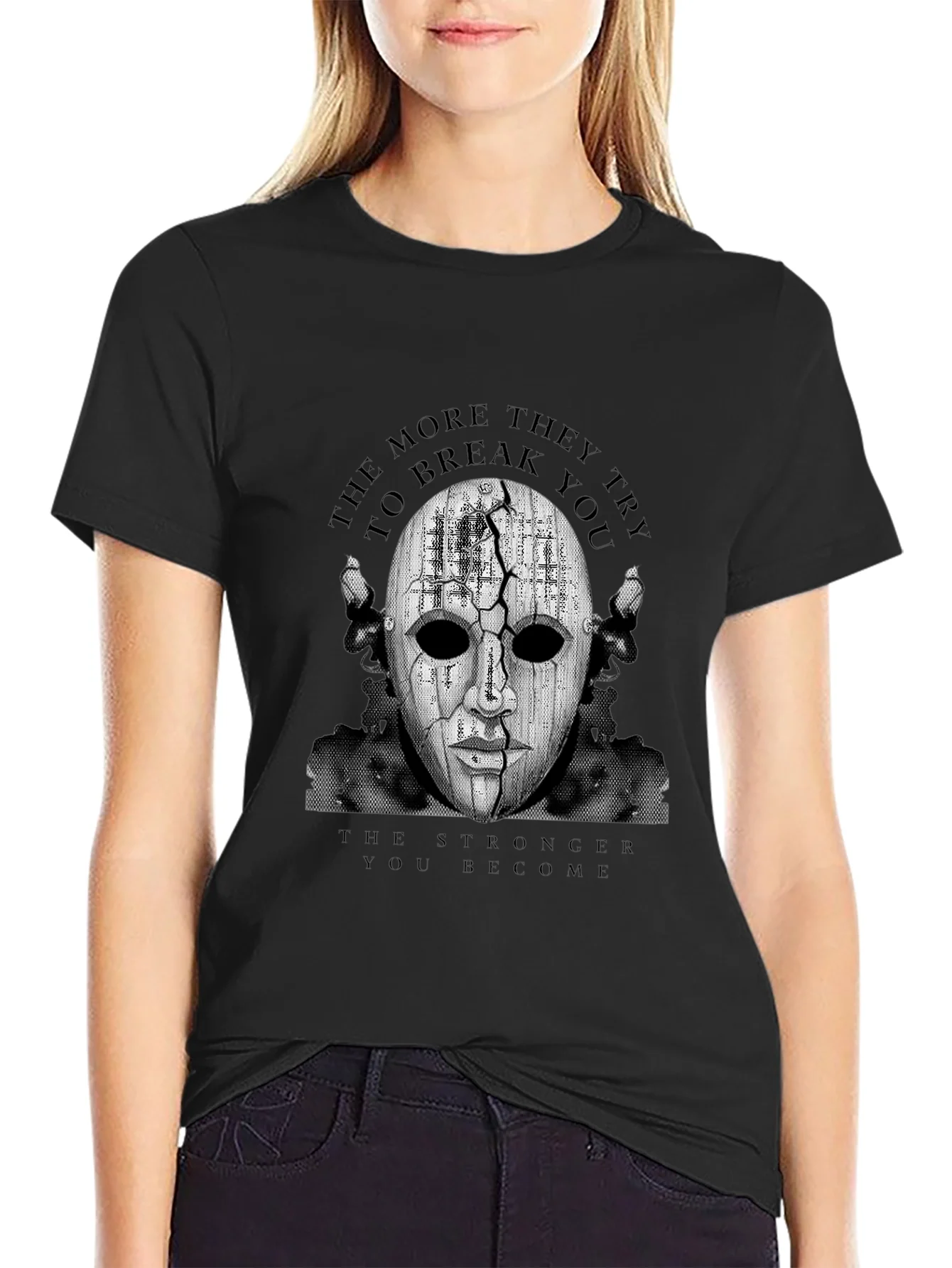 Mask Graphic Black T-Shirt - Motivational Design
