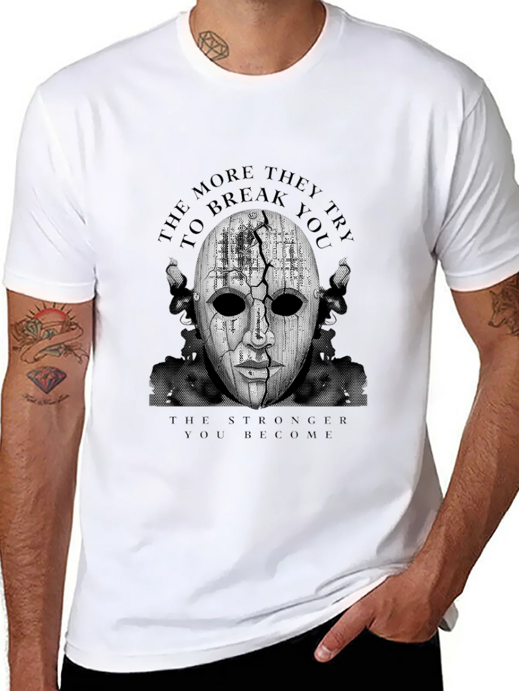 Mask Graphic Black T-Shirt - Motivational Design