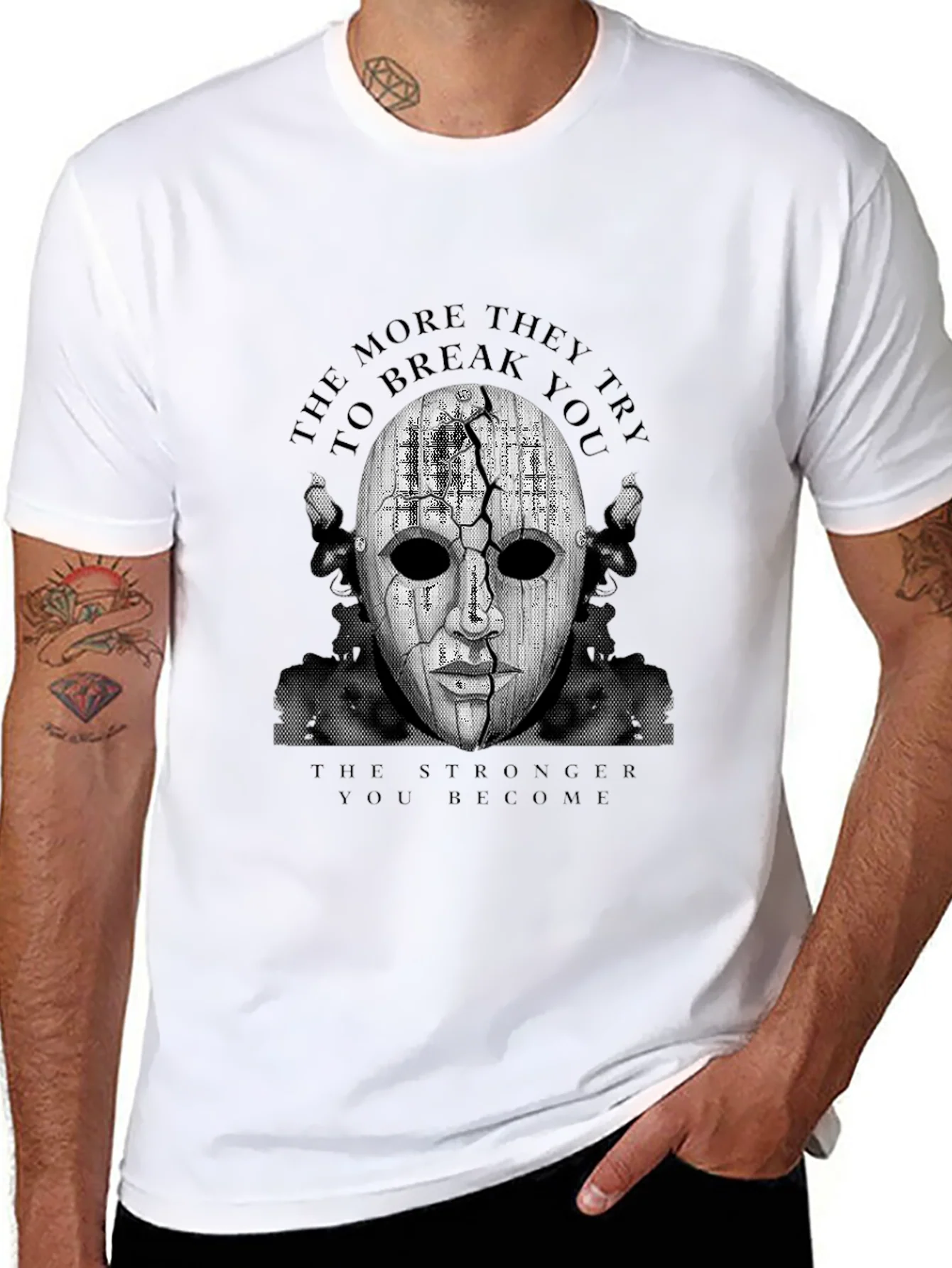 Mask Graphic Black T-Shirt - Motivational Design