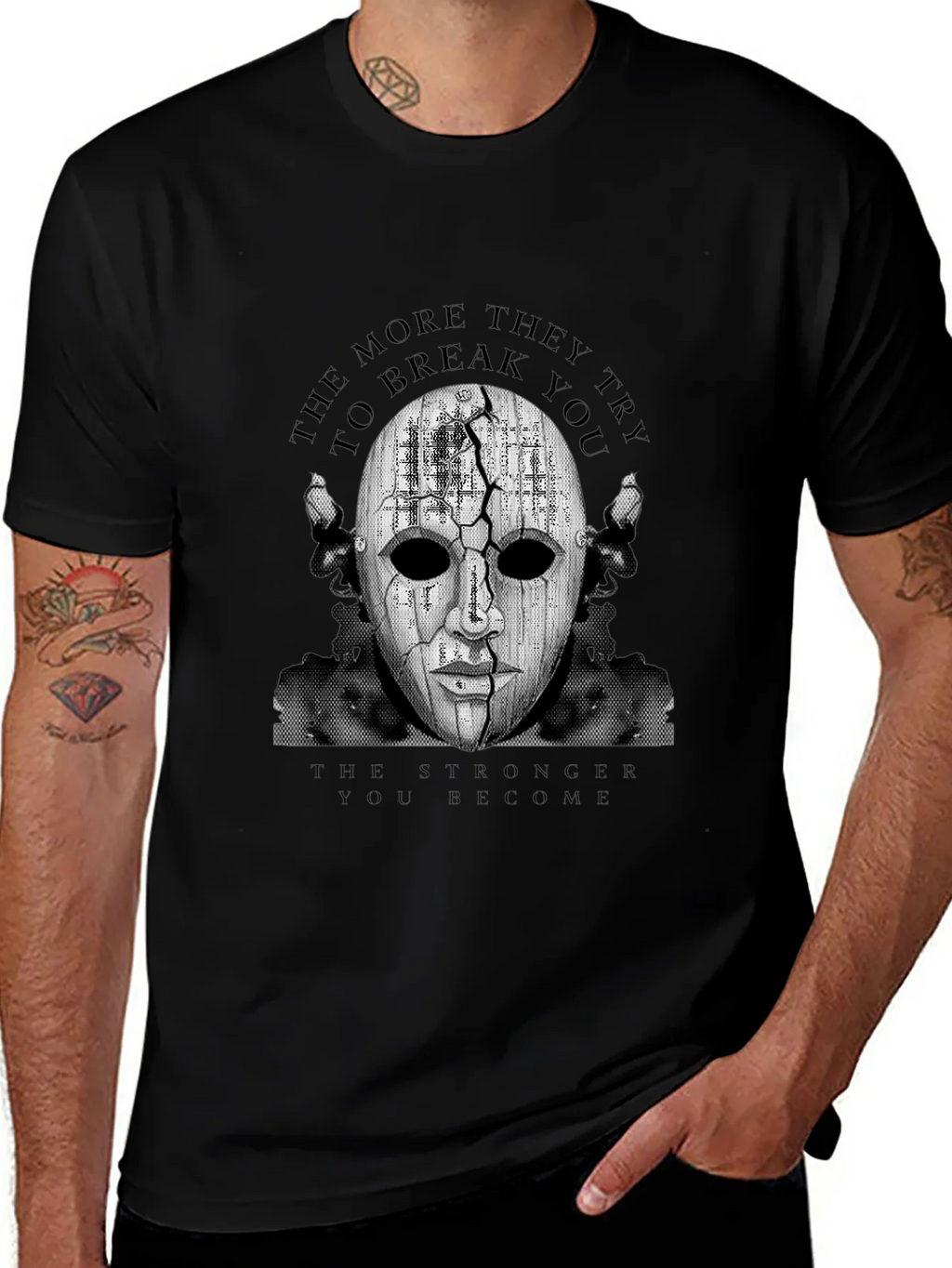 Mask Graphic Black T-Shirt - Motivational Design