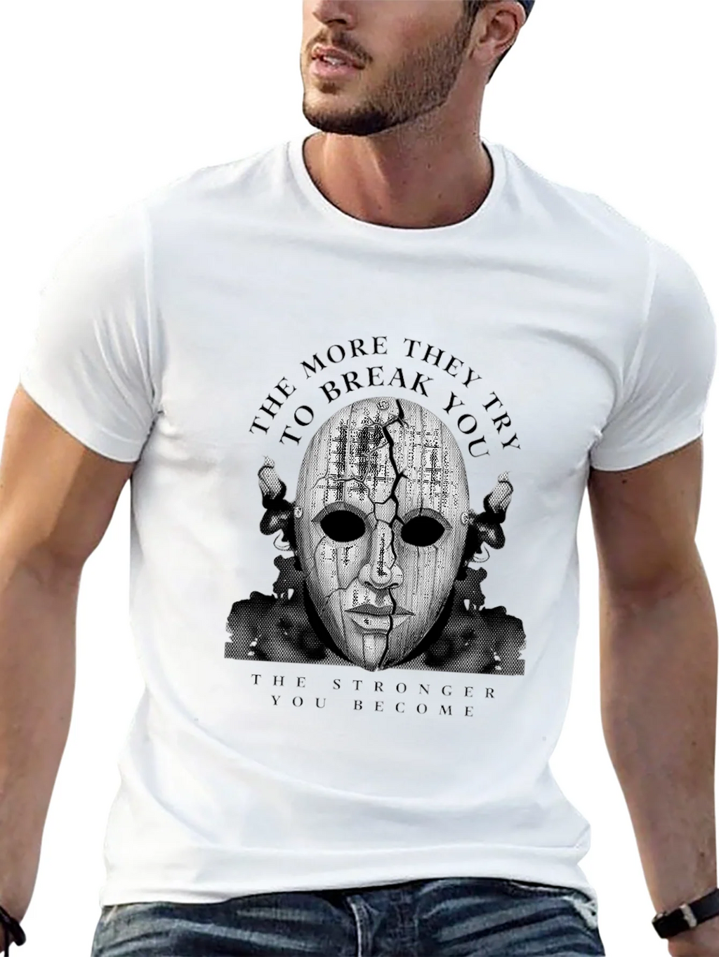 Mask Graphic Black T-Shirt - Motivational Design