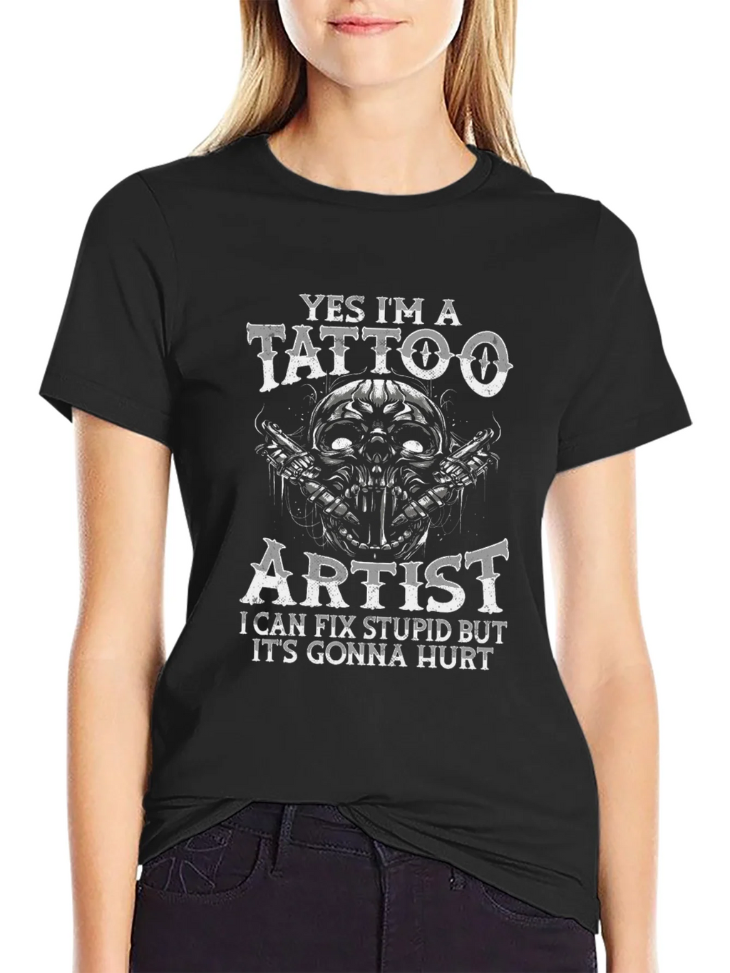 Yes Im a Tattoo Artist T-Shirt Funny Skull Design