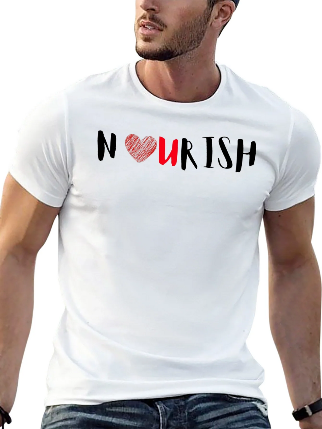 Nourish Heart Graphic Tee - Black