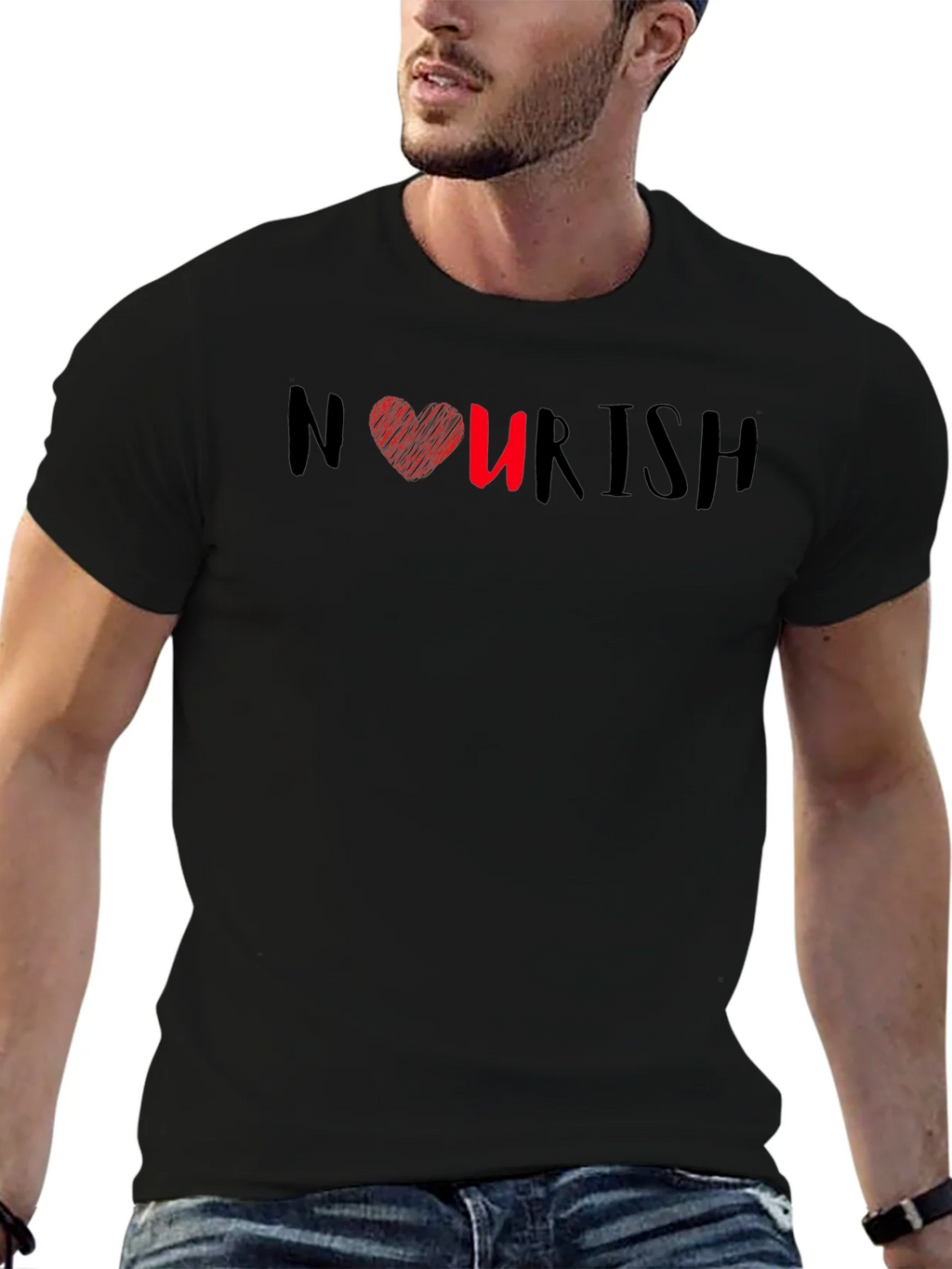 Nourish Heart Graphic Tee - Black