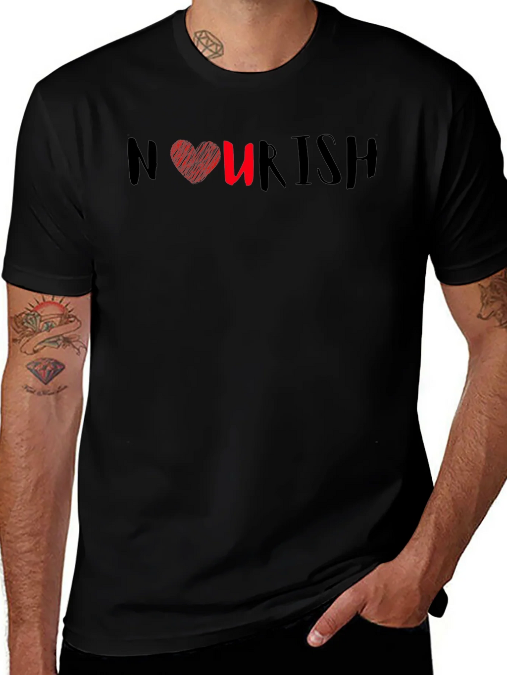 Nourish Heart Graphic Tee - Black
