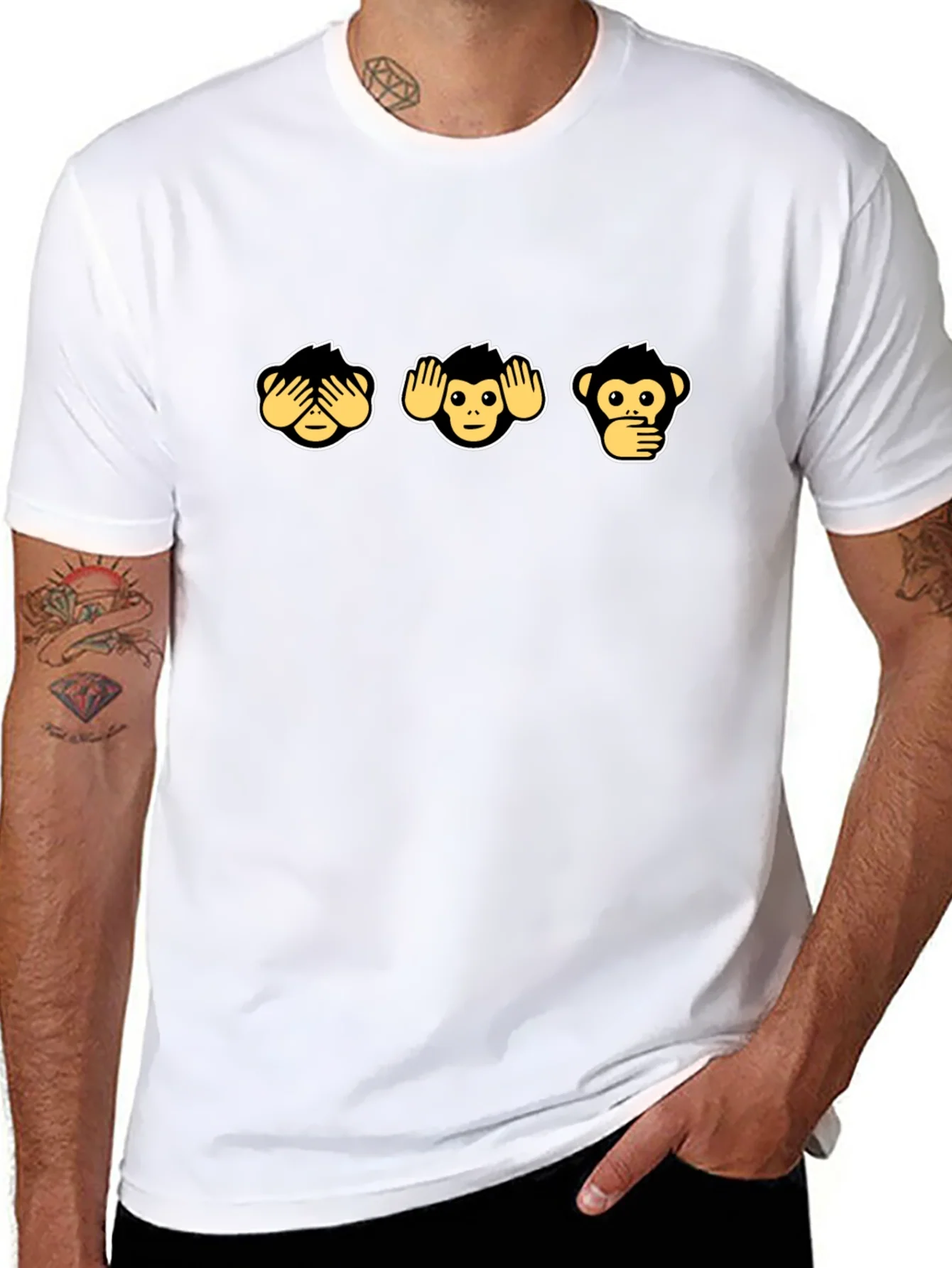 Three Wise Monkeys Graphic Tee - Hear See Speak No Evil