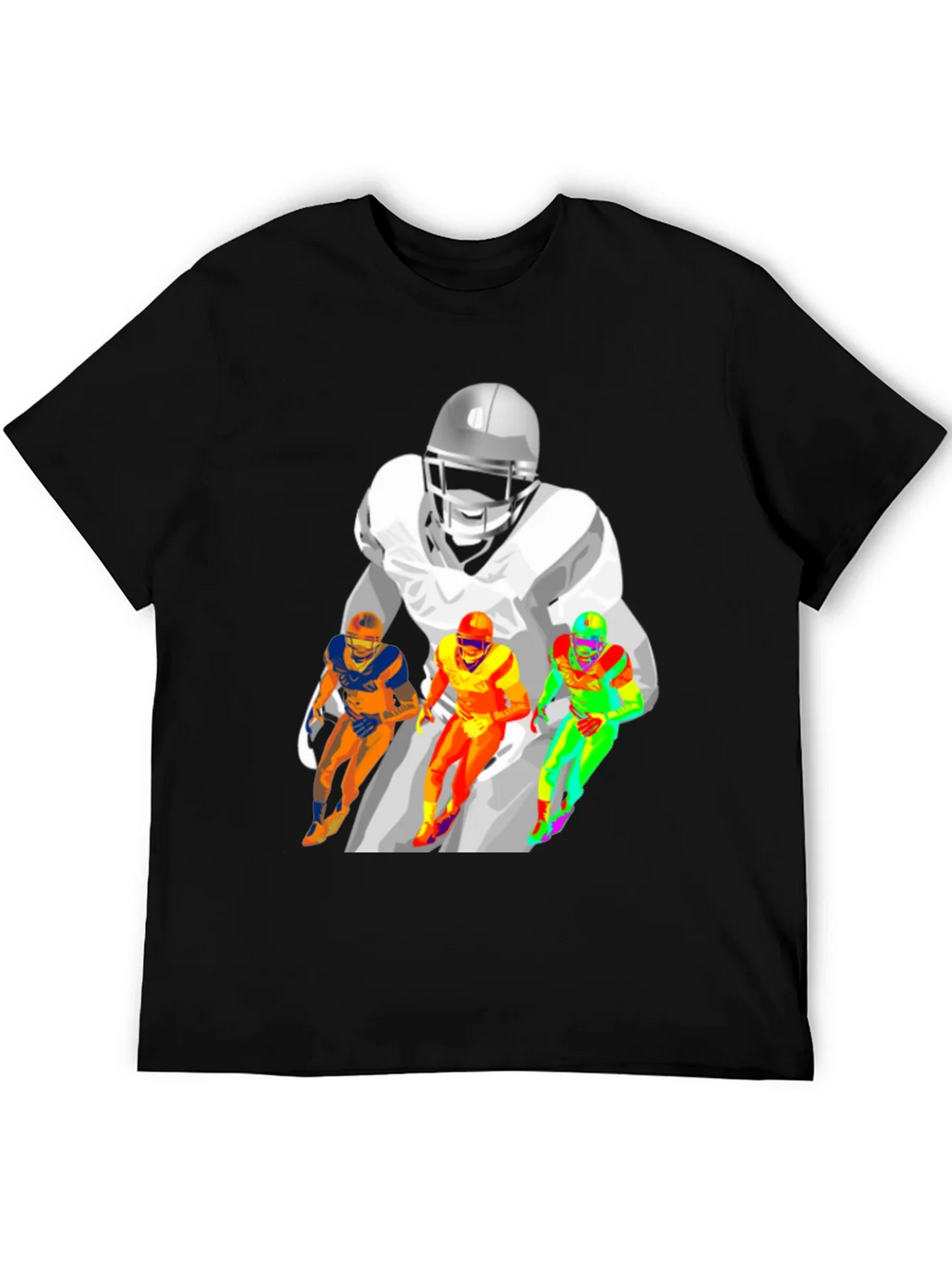 Football Player Graphic Print Black T-Shirt