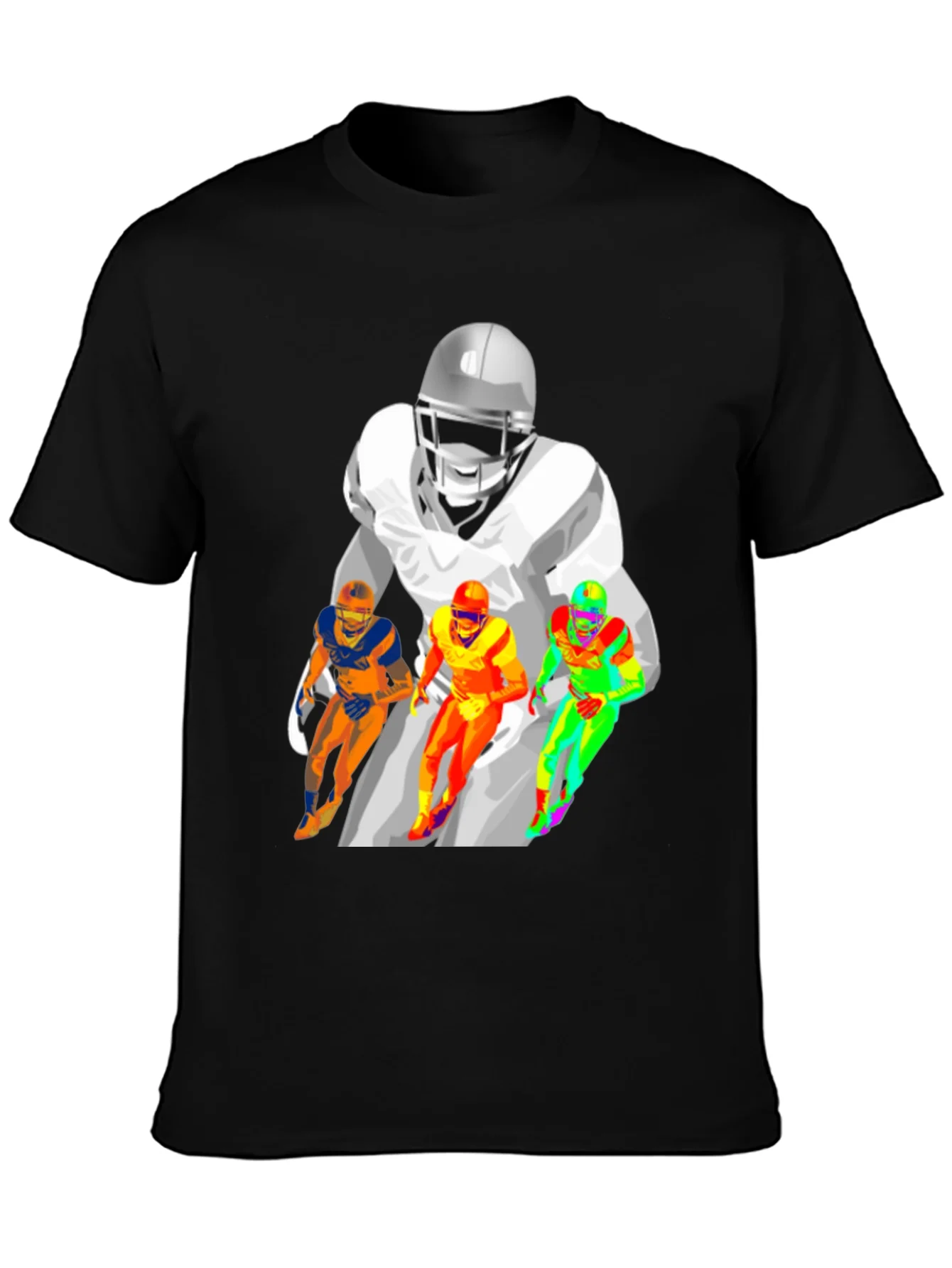Football Player Graphic Print Black T-Shirt