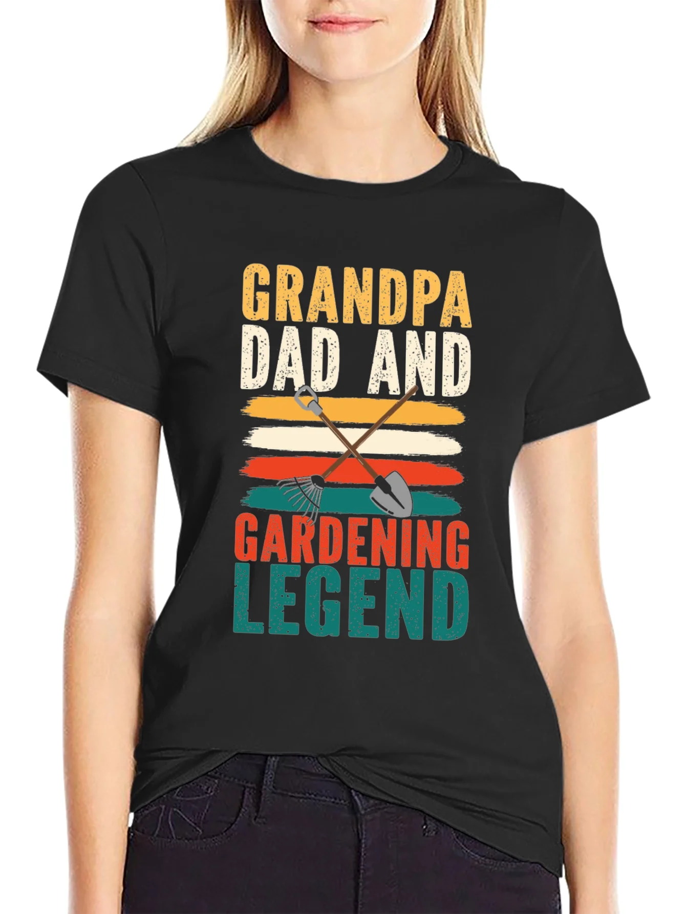 Grandpa Dad Gardening Legend Black T-Shirt