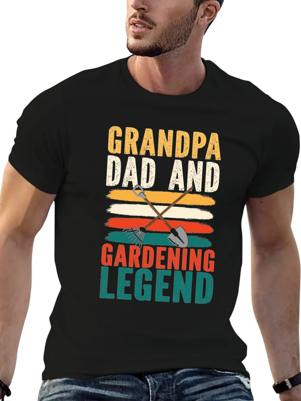 Grandpa Dad Gardening Legend Black T-Shirt