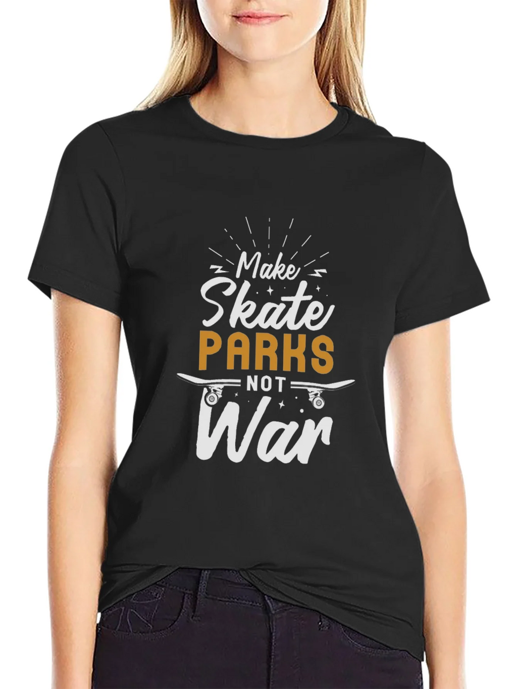 Skate Parks Not War Black Graphic Tee