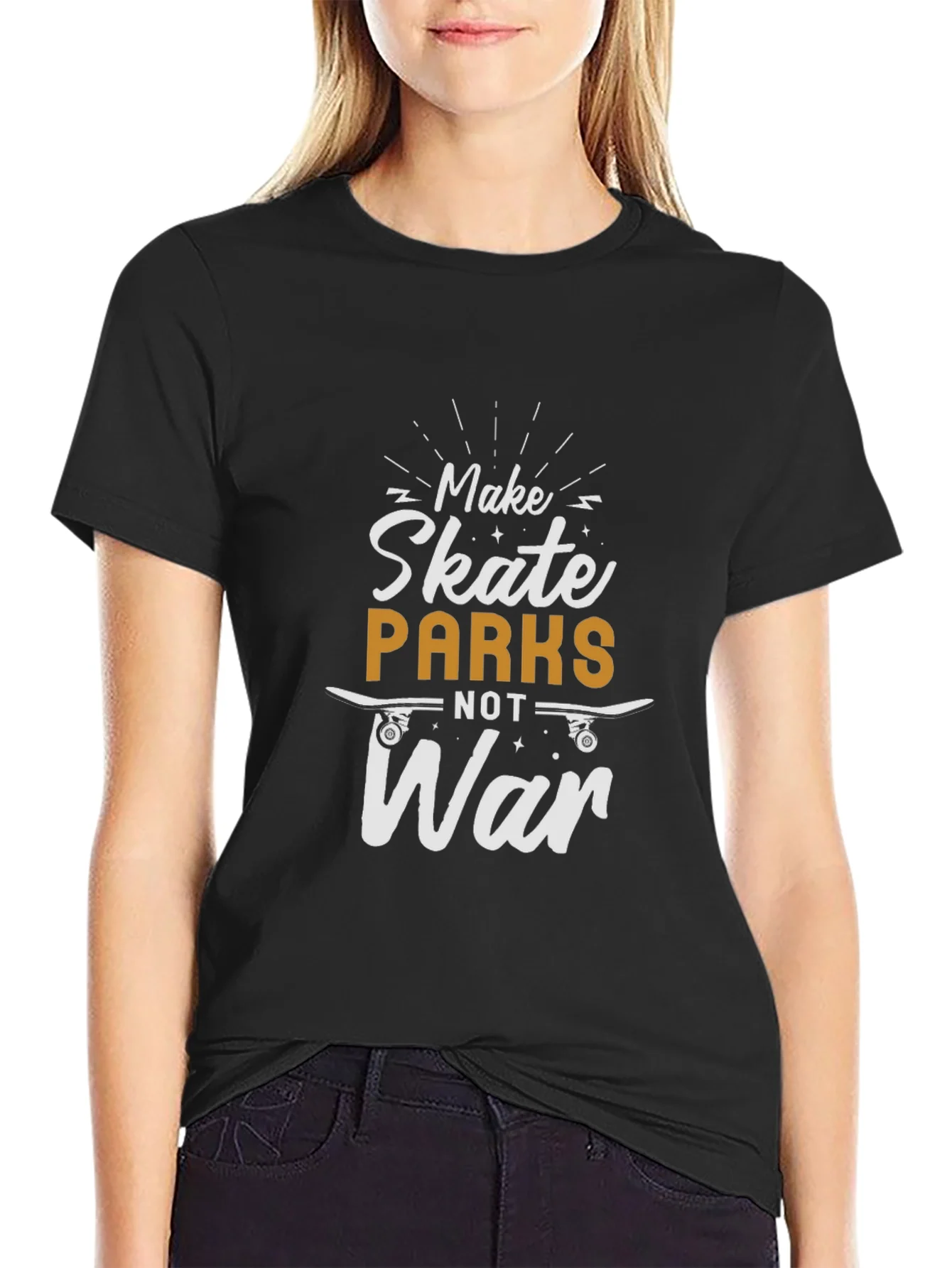 Skate Parks Not War Black Graphic Tee