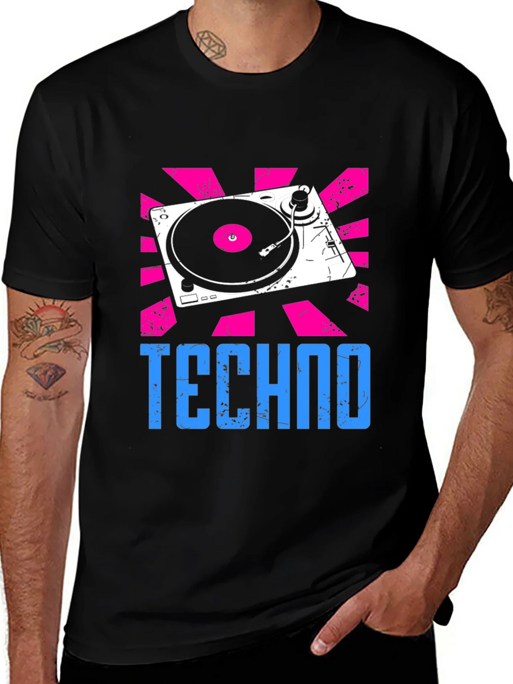 Techno Turntable Graphic Tee - Retro Style