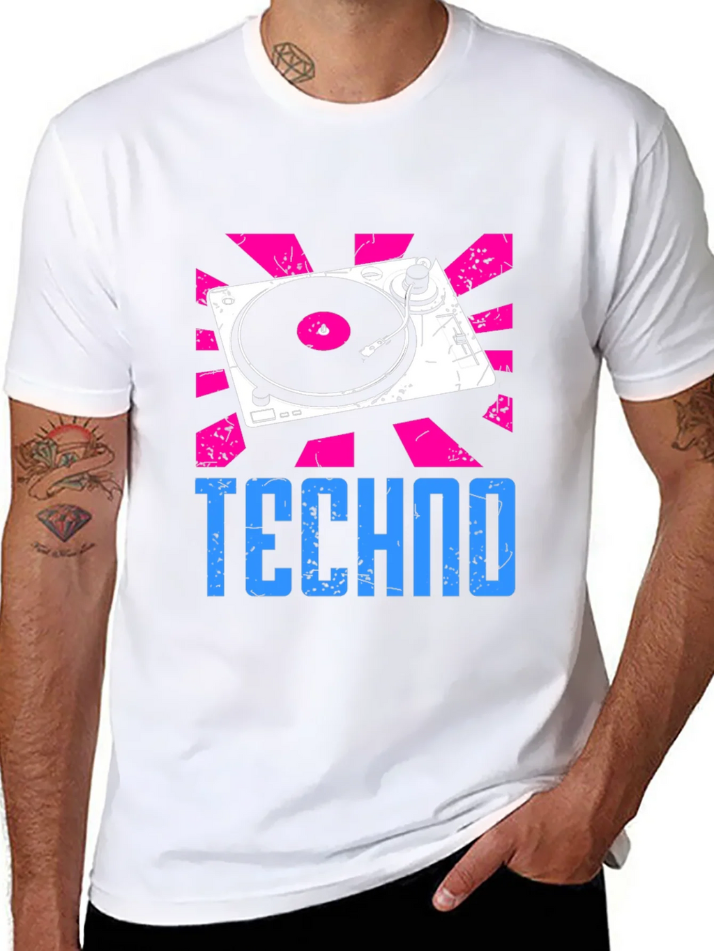 Techno Turntable Graphic Tee - Retro Style