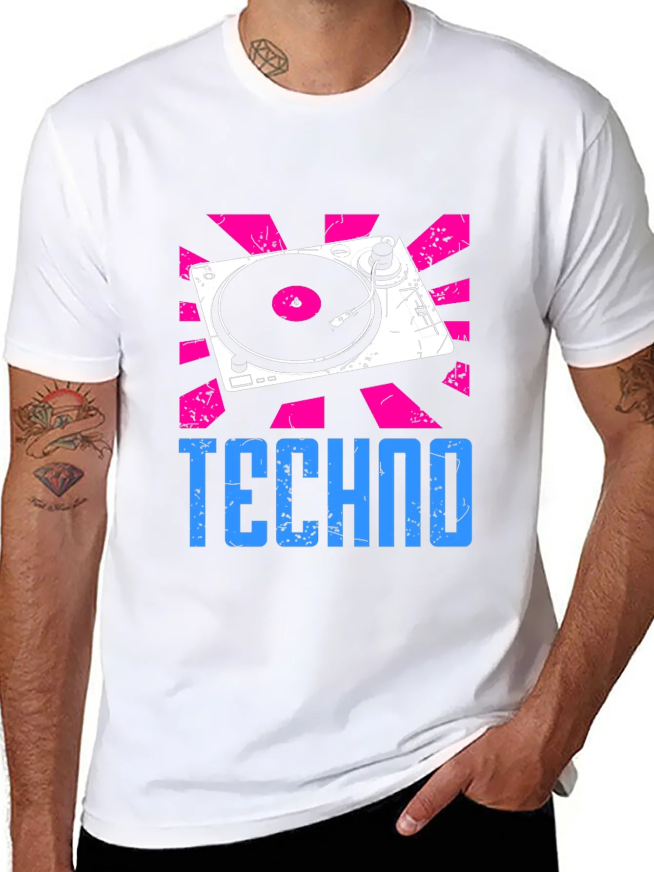 Techno Turntable Graphic Tee - Retro Style