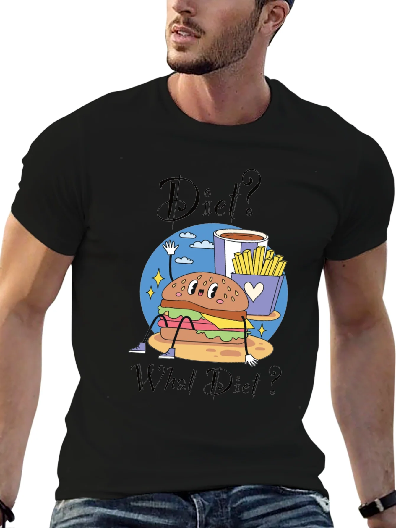 Diet? What Diet? Funny Cartoon Burger T-Shirt