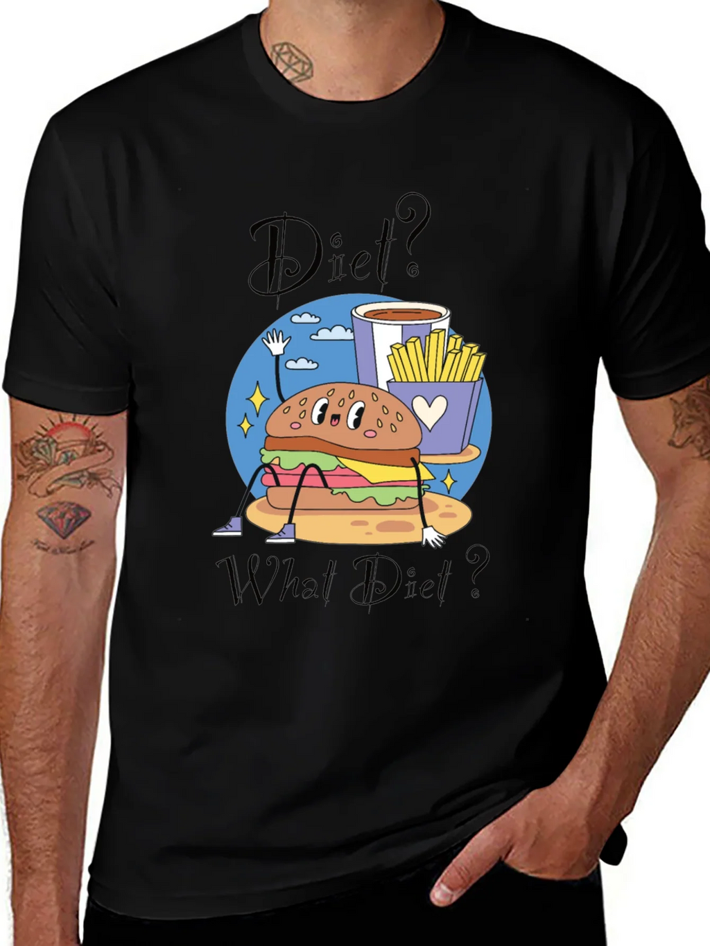 Diet? What Diet? Funny Cartoon Burger T-Shirt