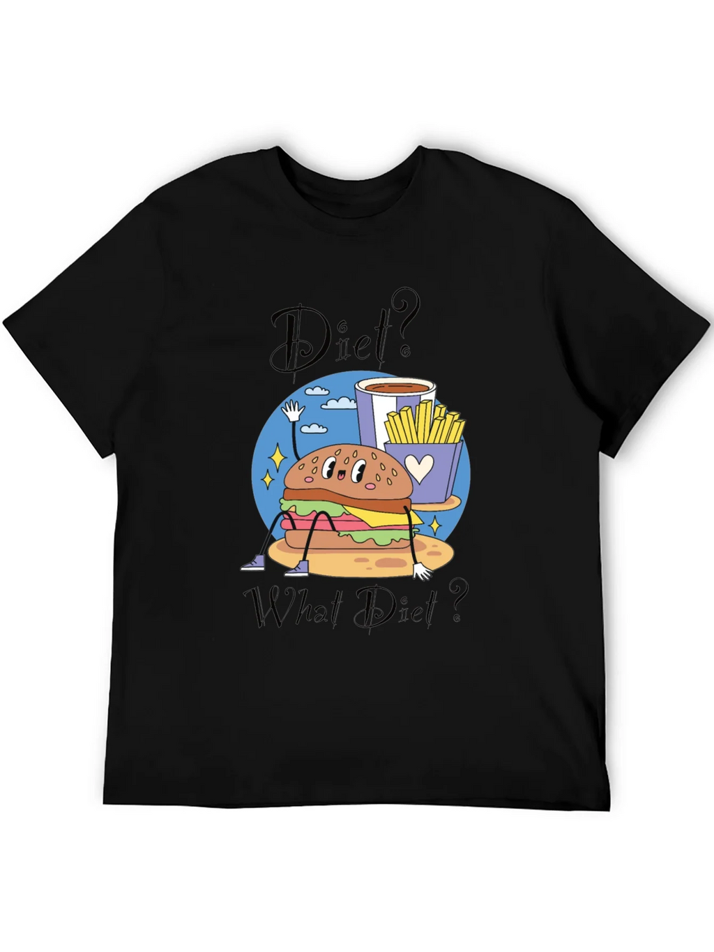 Diet? What Diet? Funny Cartoon Burger T-Shirt