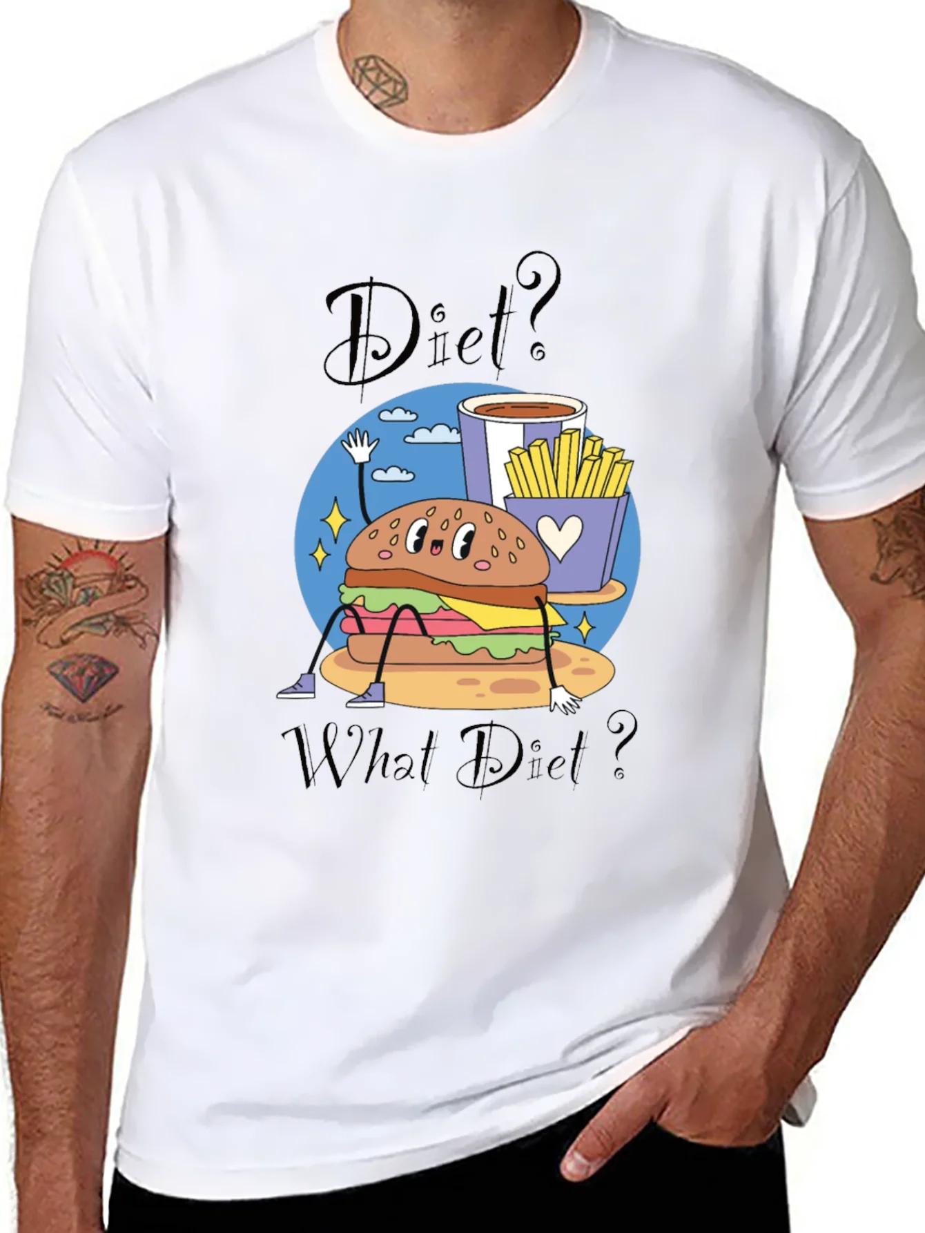 Diet? What Diet? Funny Cartoon Burger T-Shirt