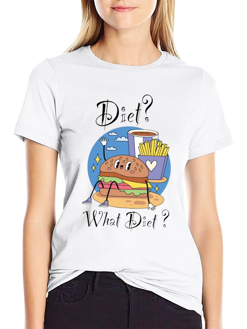 Diet? What Diet? Funny Cartoon Burger T-Shirt