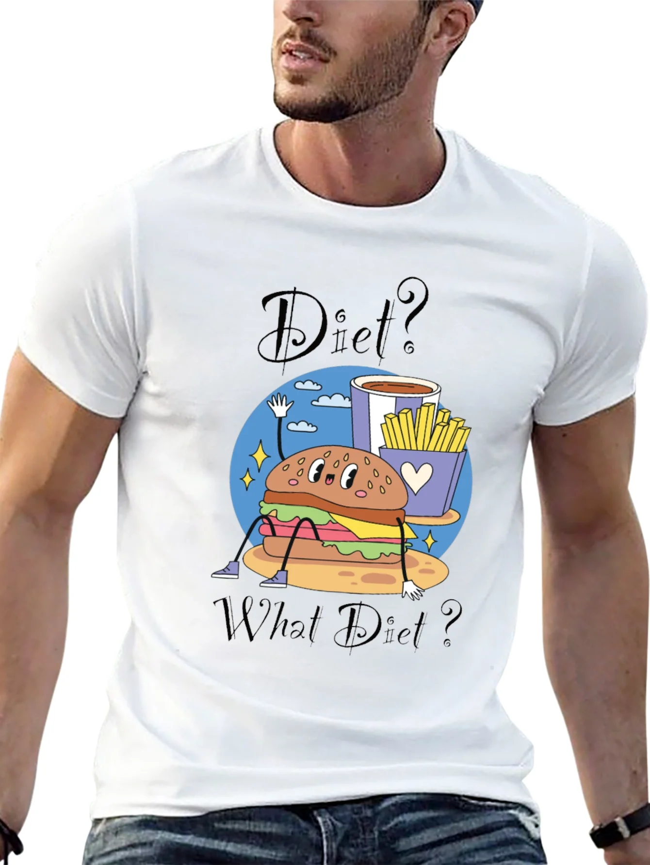 Diet? What Diet? Funny Cartoon Burger T-Shirt