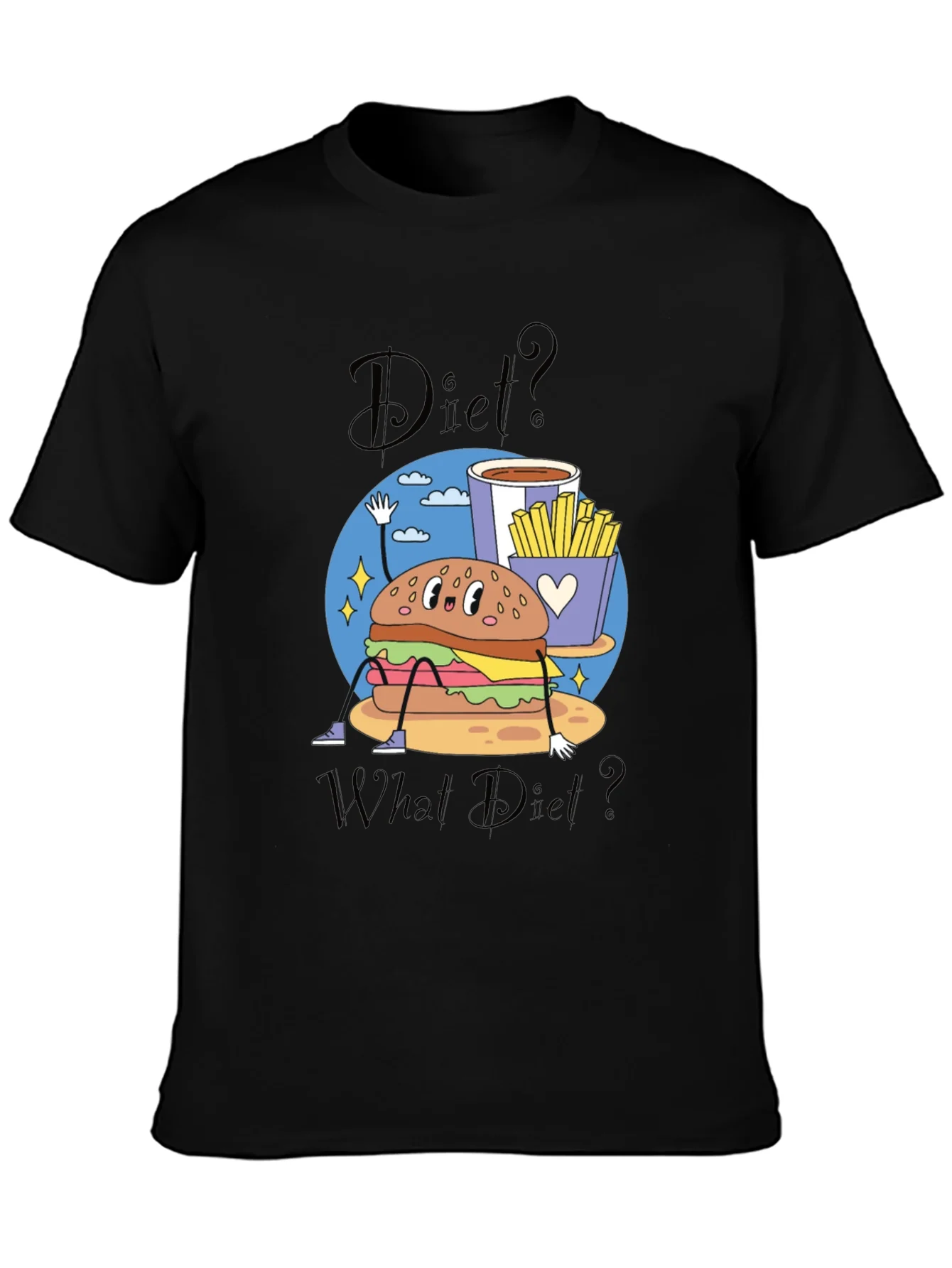 Diet? What Diet? Funny Cartoon Burger T-Shirt