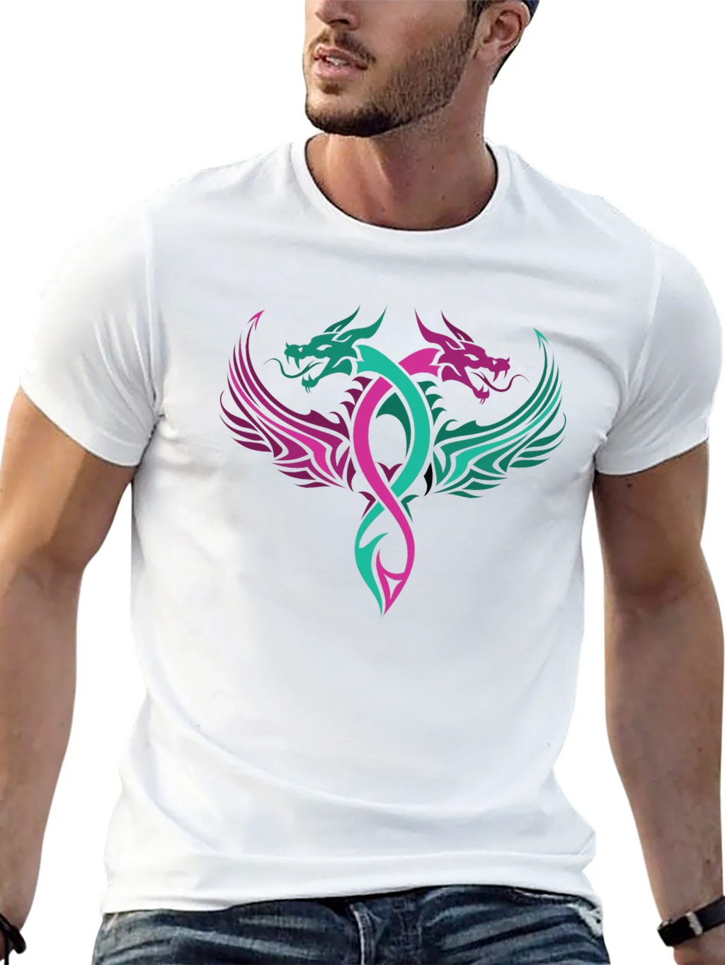 Dual Dragon Graphic Tee - Edgy Style