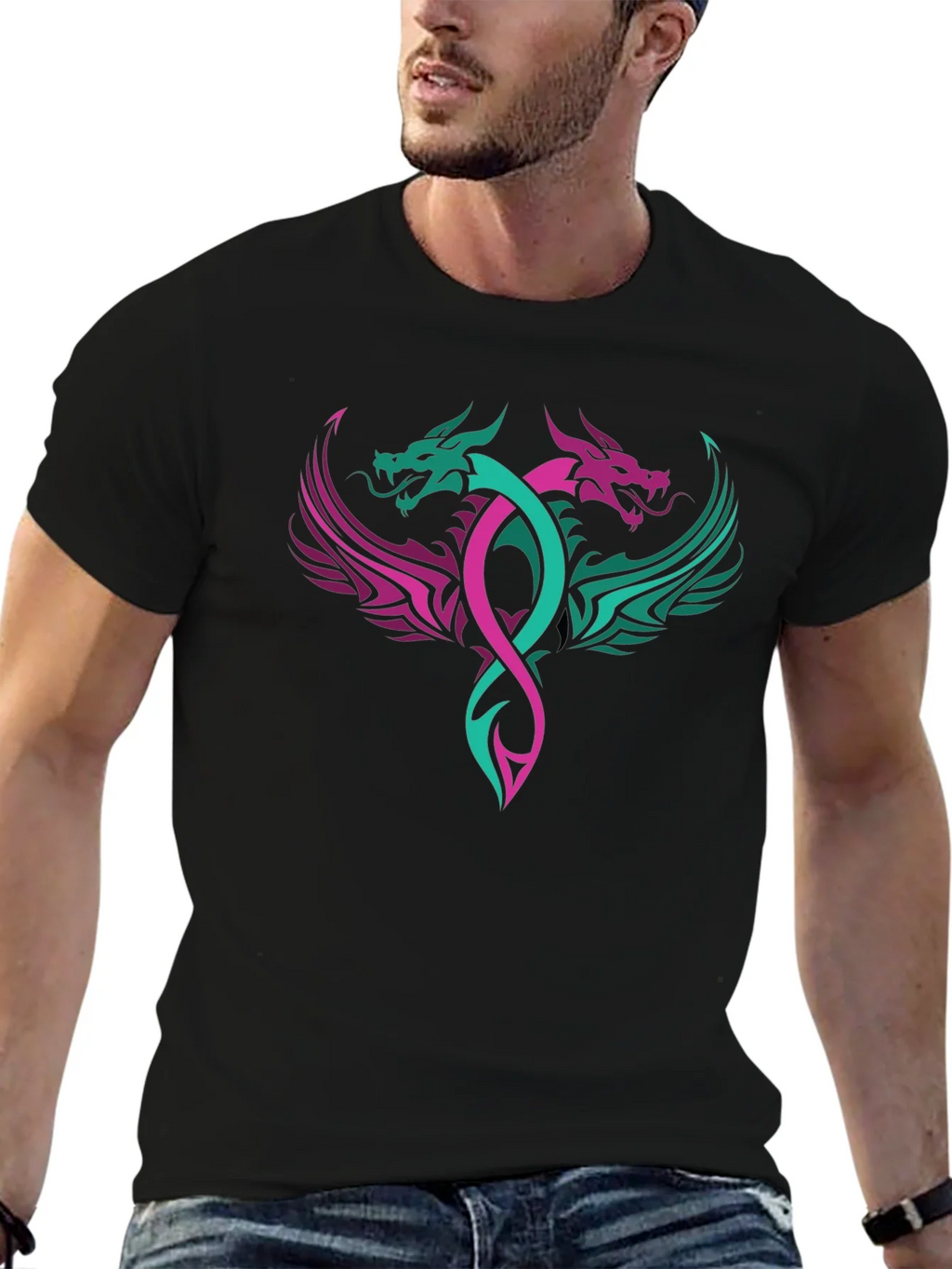 Dual Dragon Graphic Tee - Edgy Style