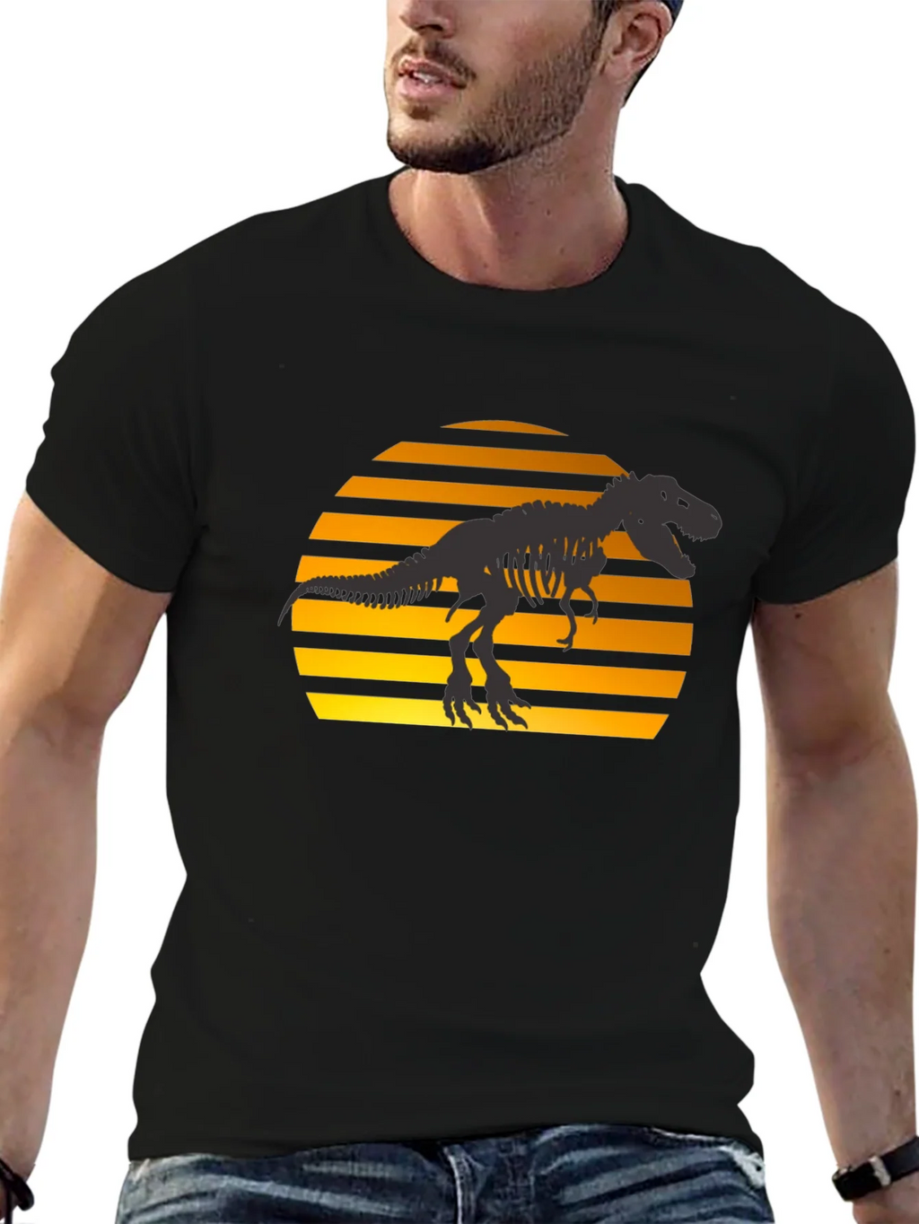 Dino Sunset T-Shirt - Black Graphic Tee