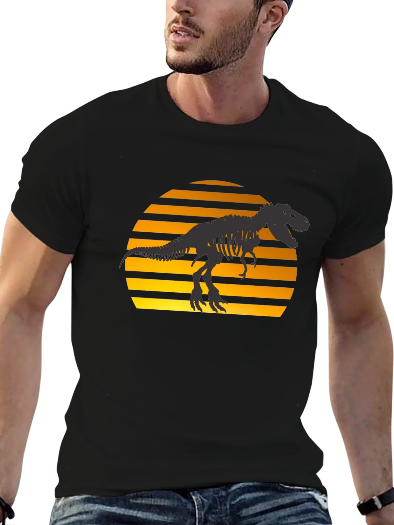 Dino Sunset T-Shirt - Black Graphic Tee