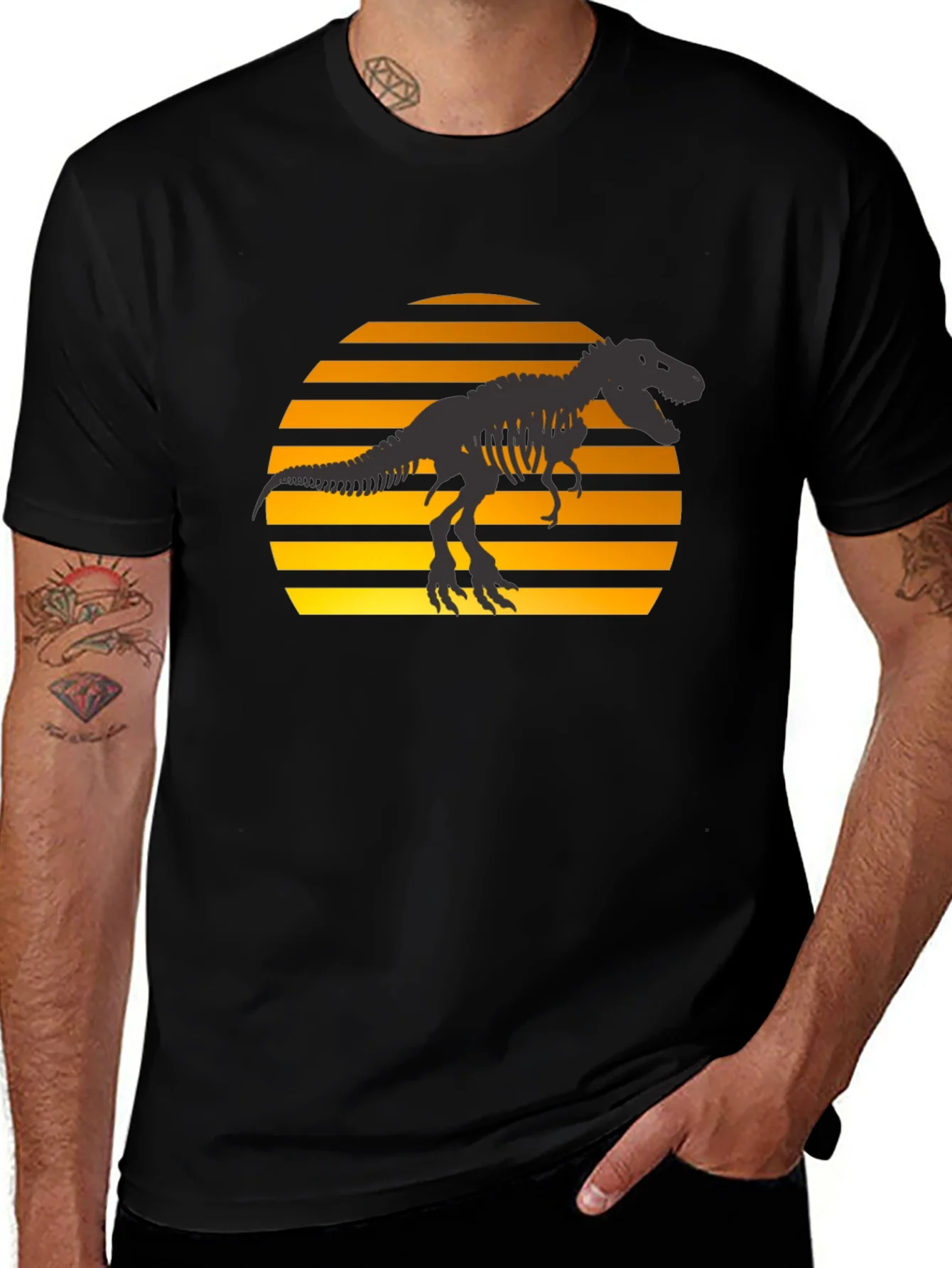 Dino Sunset T-Shirt - Black Graphic Tee