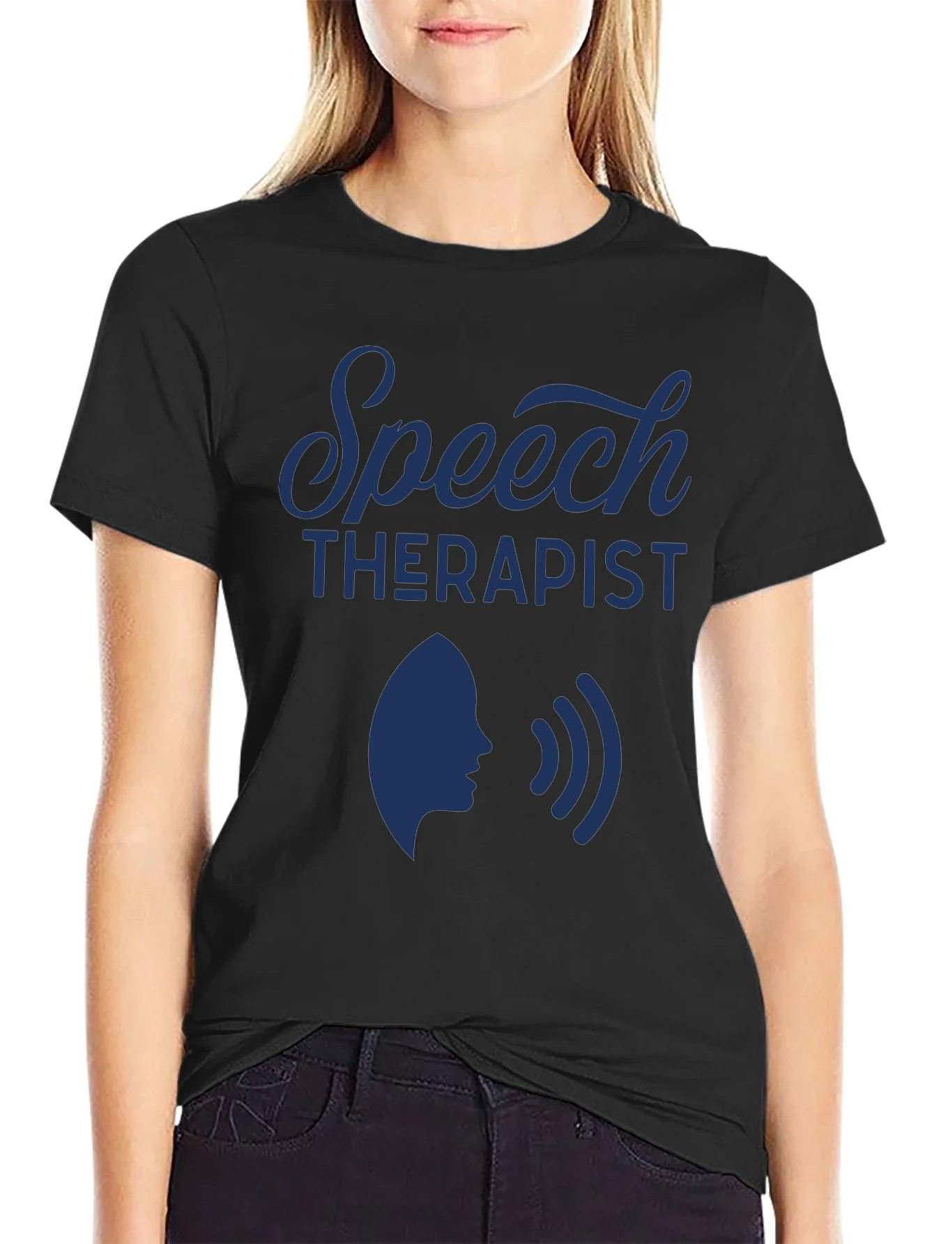 Speech Therapist Graphic Tee - Black Cotton Blend