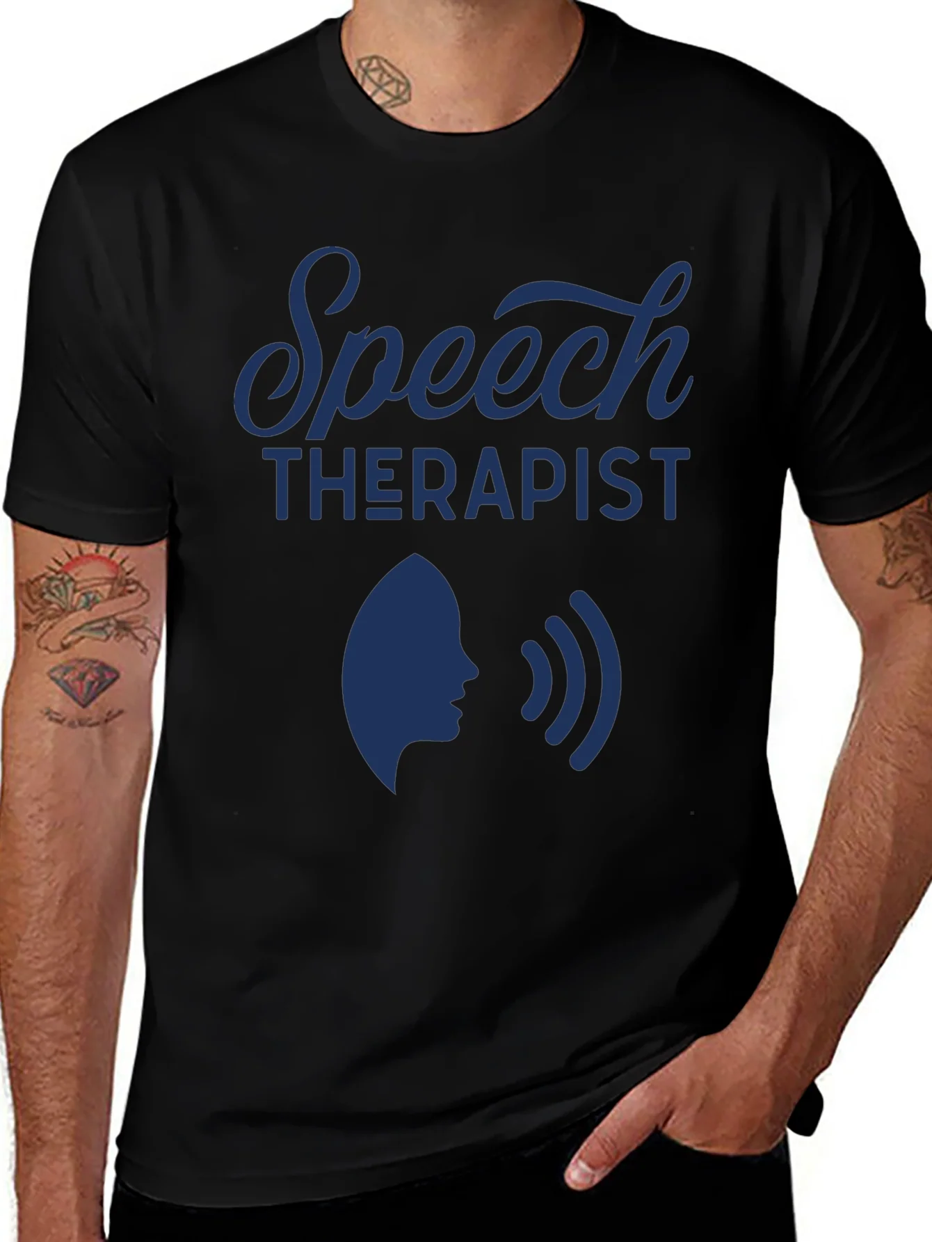 Speech Therapist Graphic Tee - Black Cotton Blend