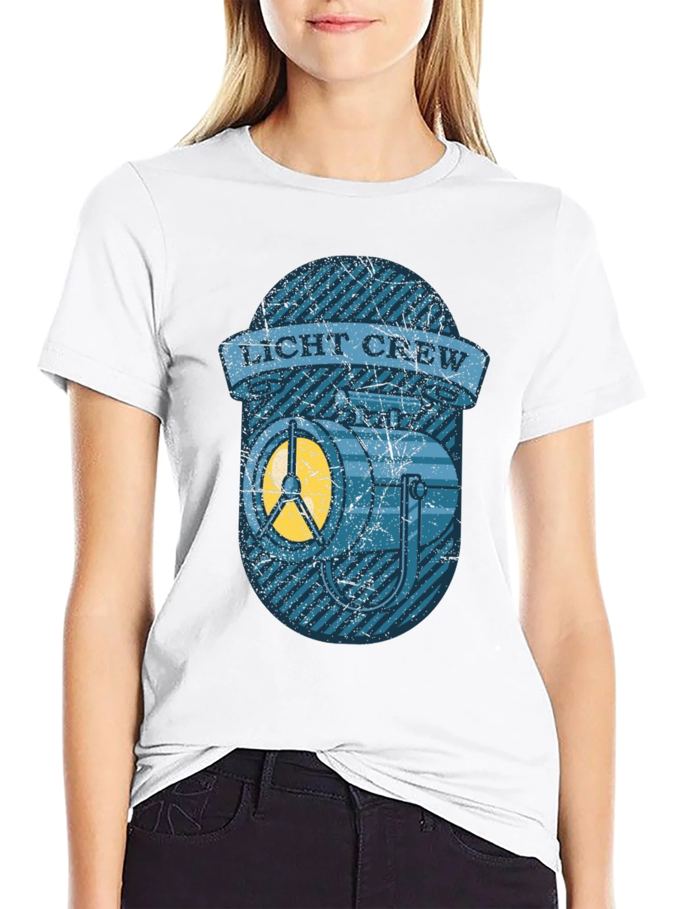 Licht Crew T-Shirt - Vintage Spotlight Design